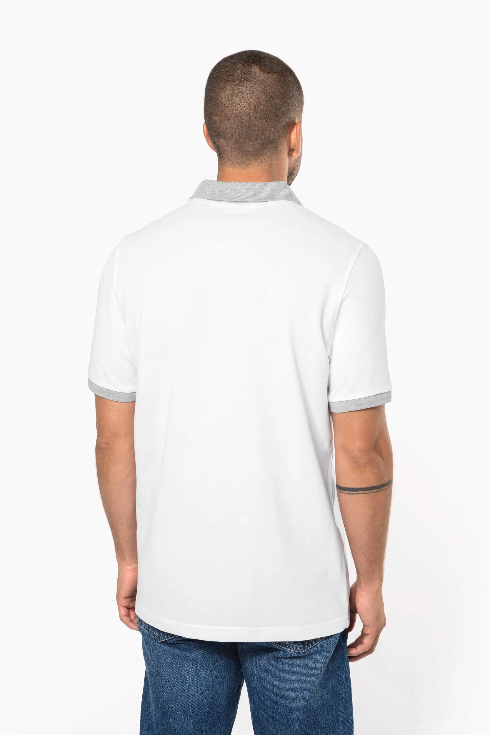 Polo piqué bicolor hombre