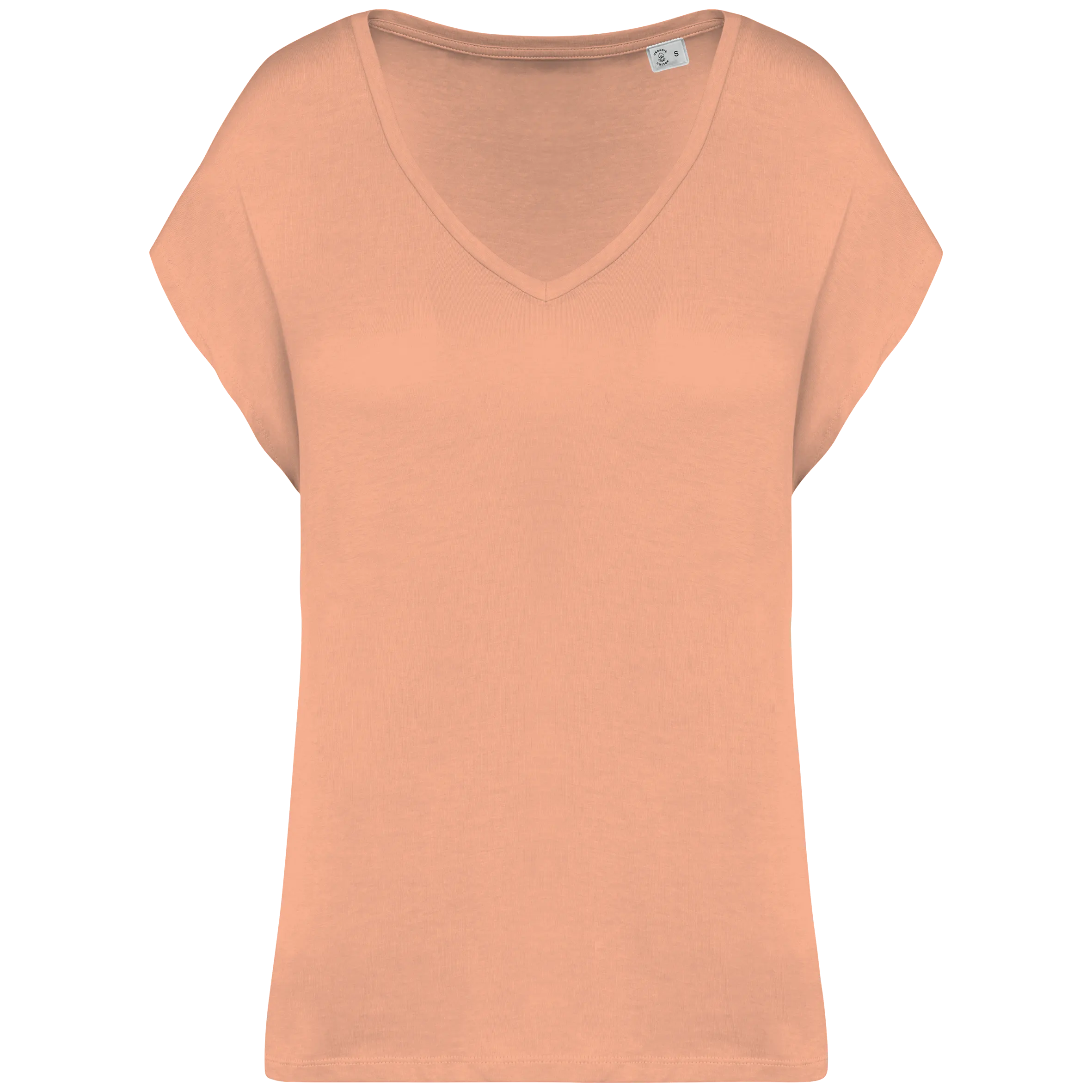 Camiseta ecorresponsable holgada con cuello de pico mujer