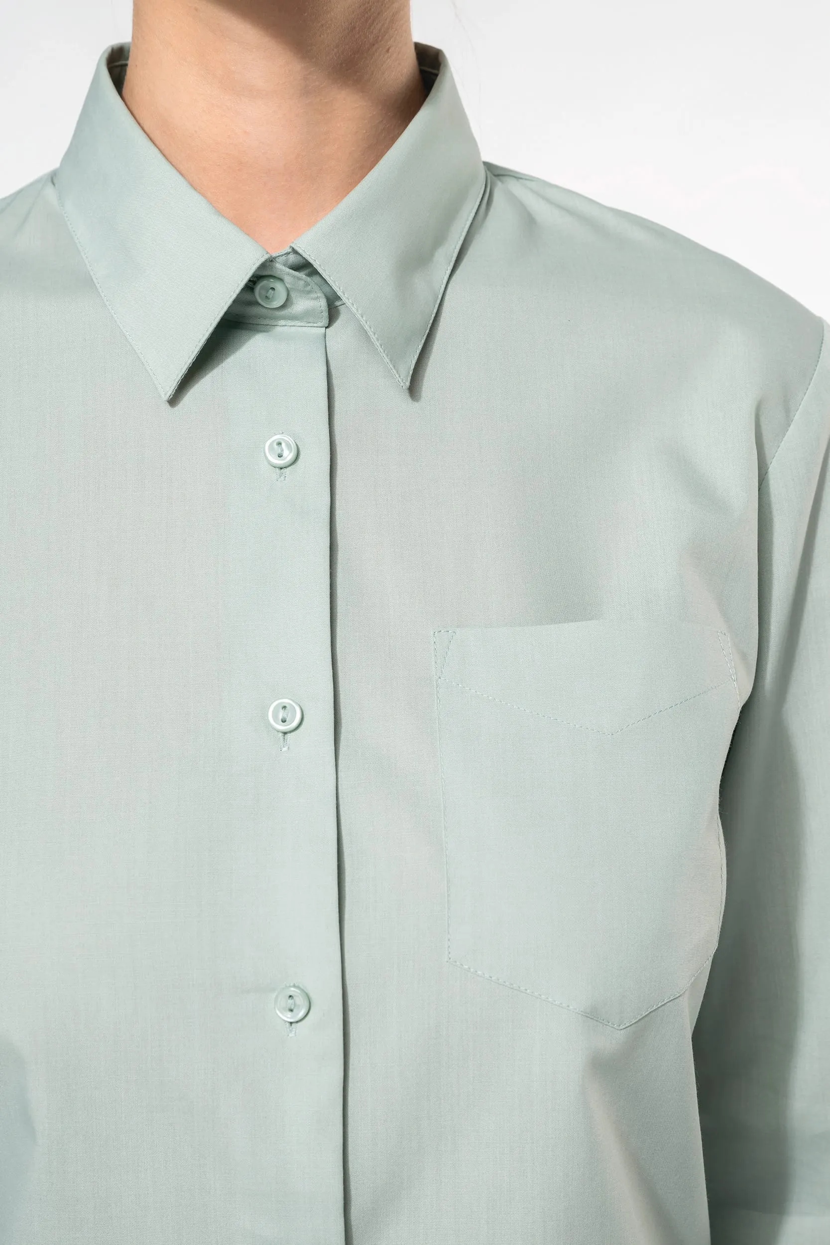 Camisa popelina de polialgodón manga larga mujer