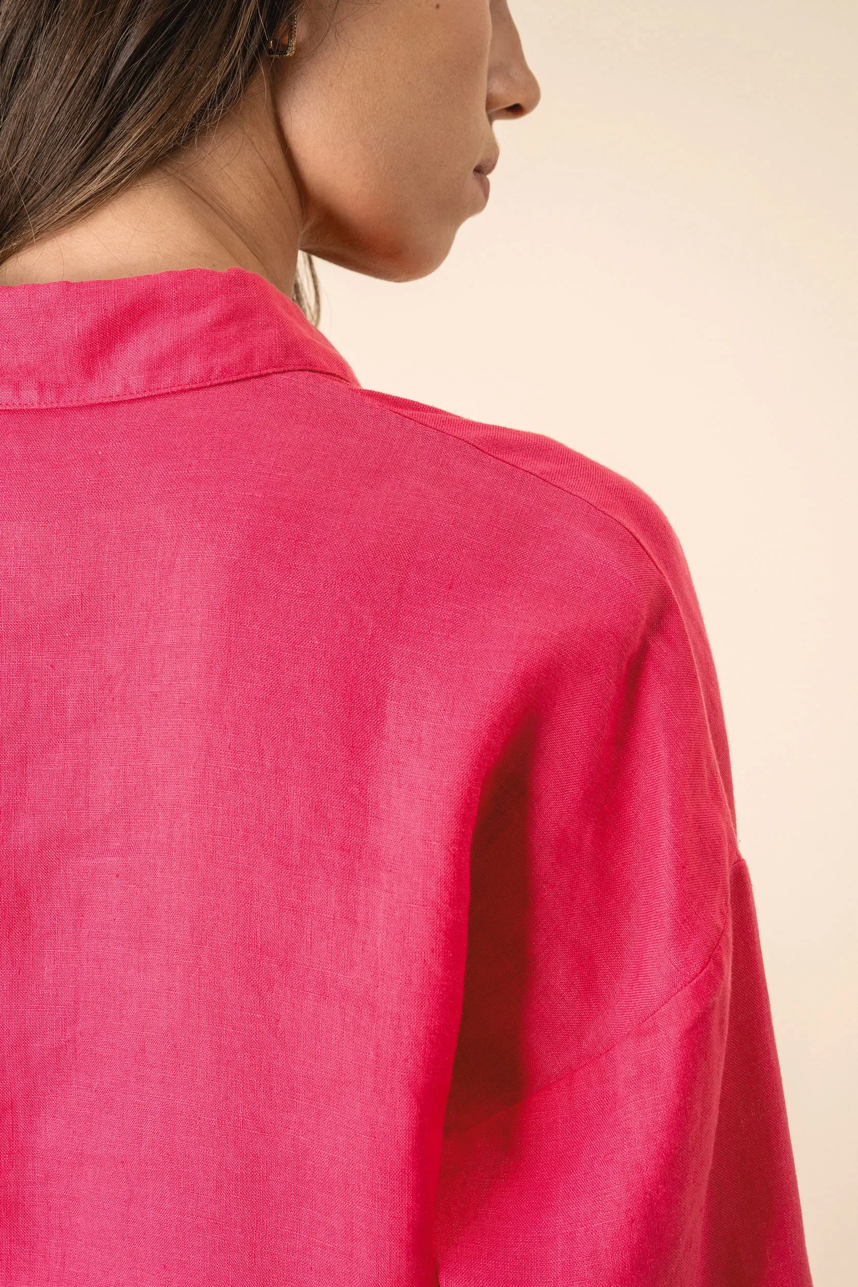 Camisa de lino oversize mujer
