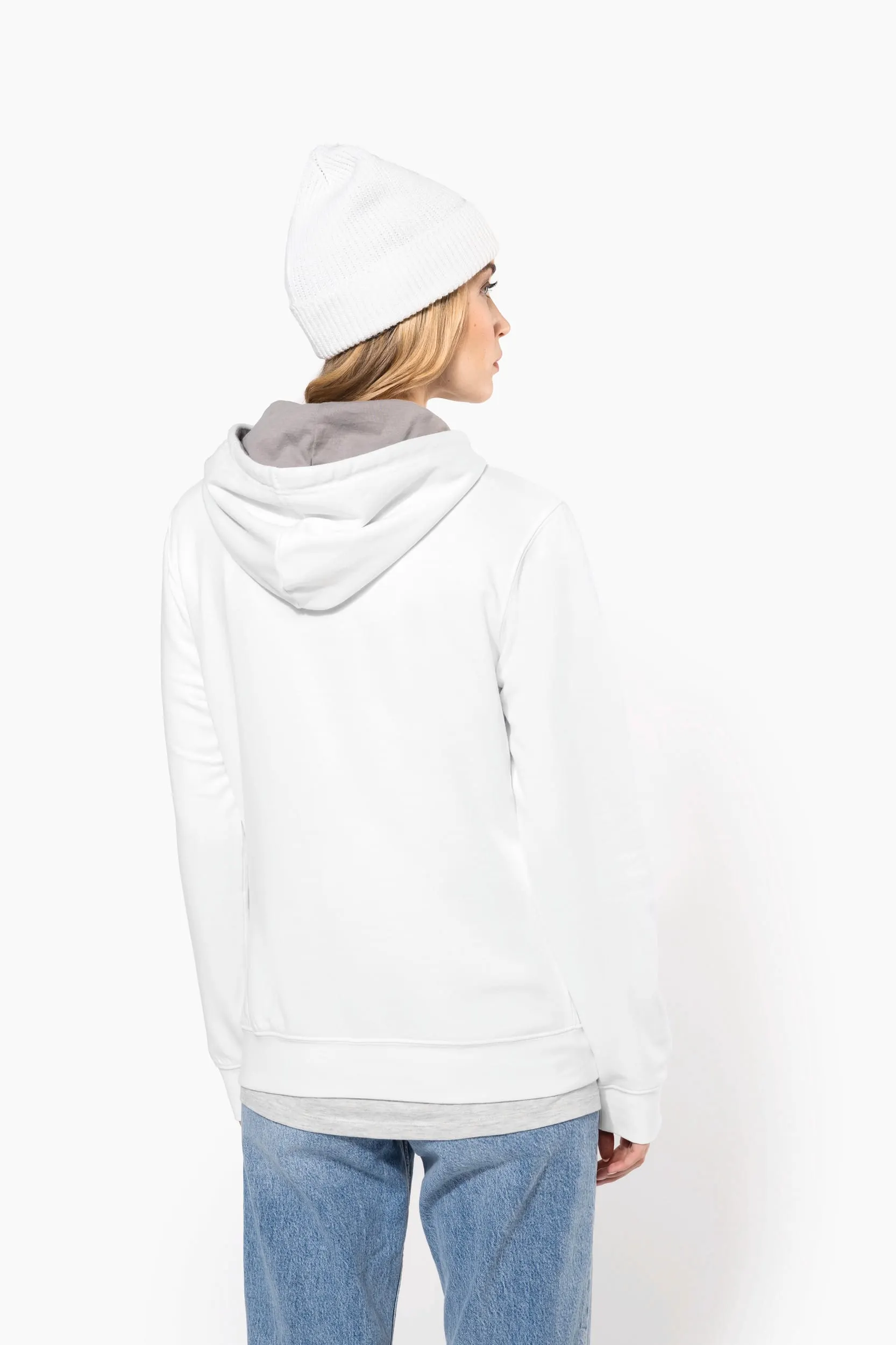 Sudadera capucha contrastada mujer