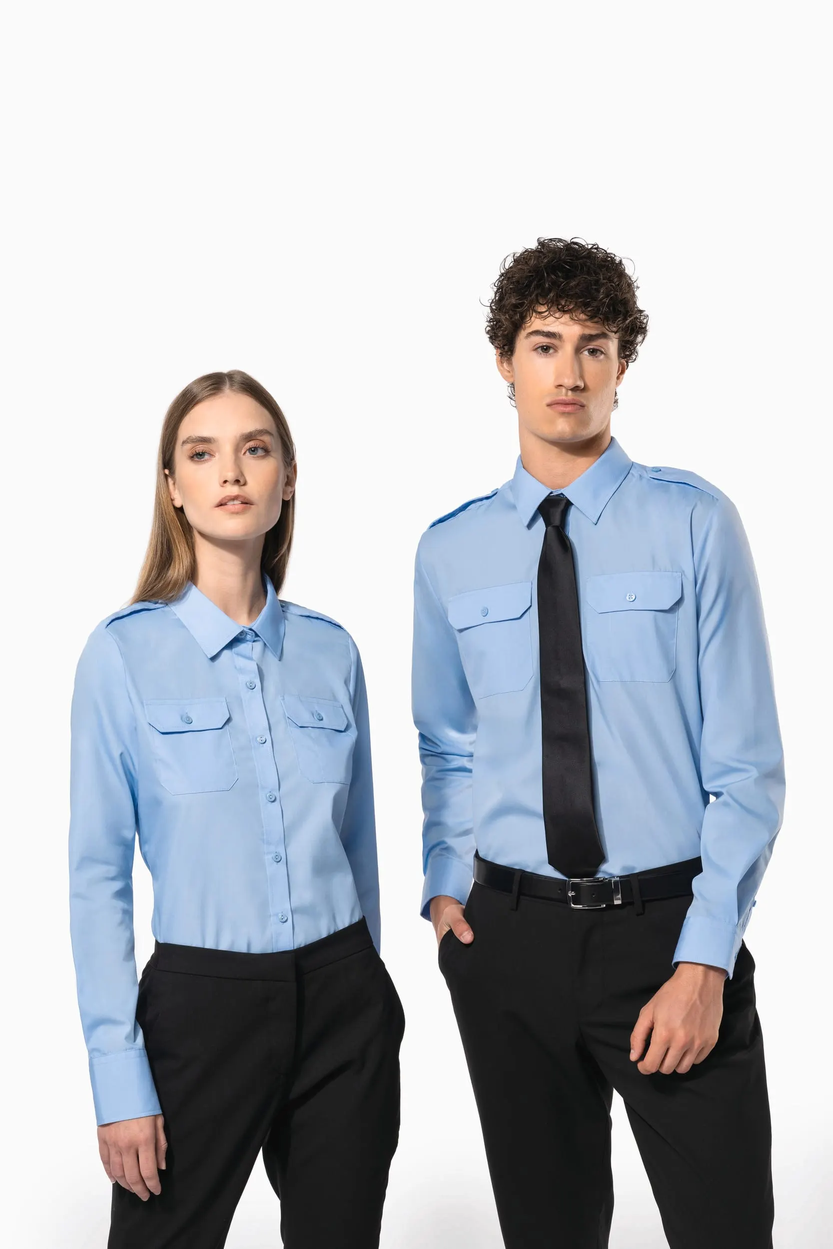 Camisa piloto manga larga mujer