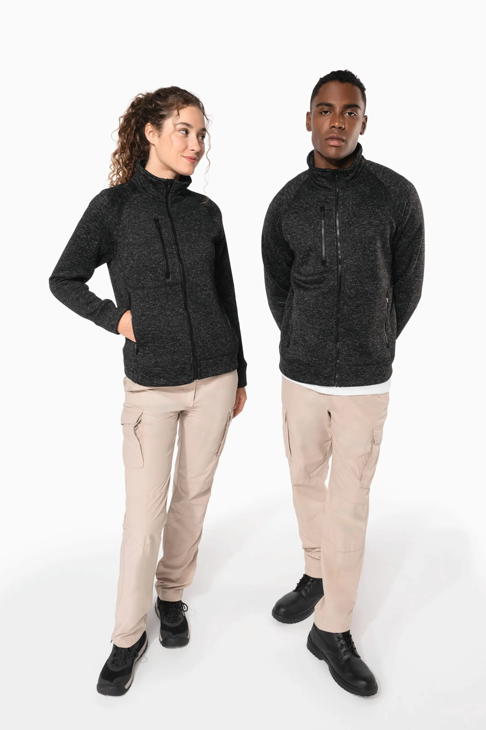 Chaqueta jaspeada con cremallera hombre