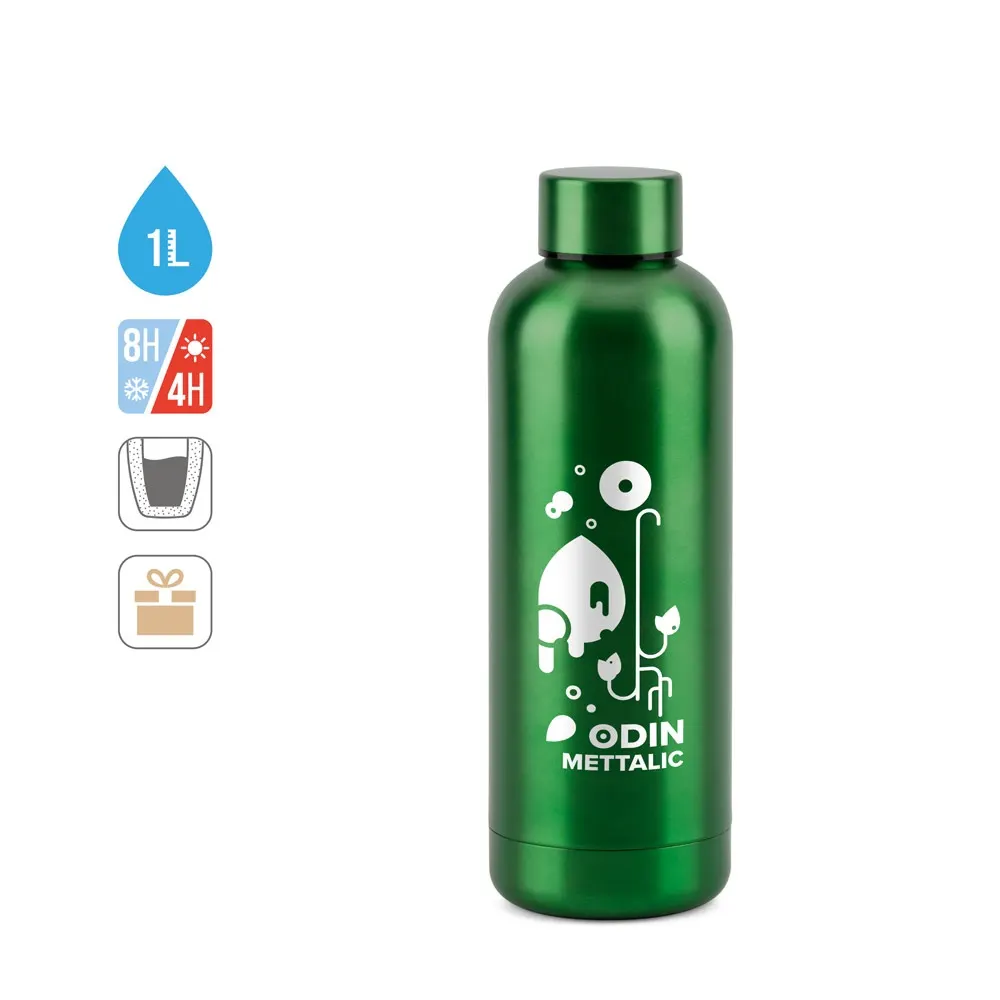 ODIN METTALIC. Botella en acero inoxidable 90% reciclado 550 mL