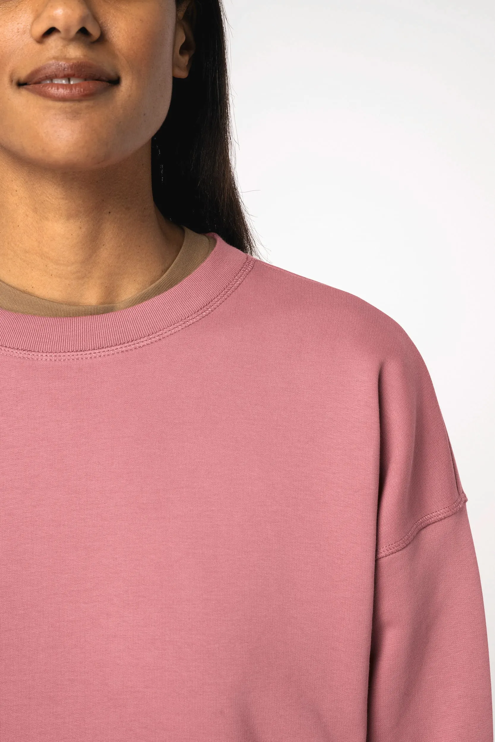 Sudadera ecorresponsable cuello redondo hombros caídos mujer