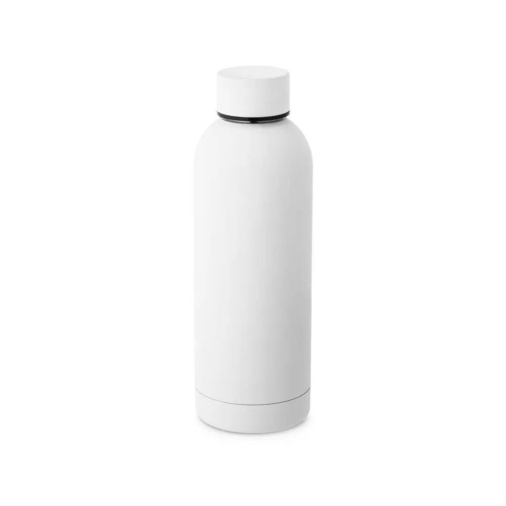 ODIN. Botella de acero inoxidable (36% reciclado) con acabado gomoso 500 mL