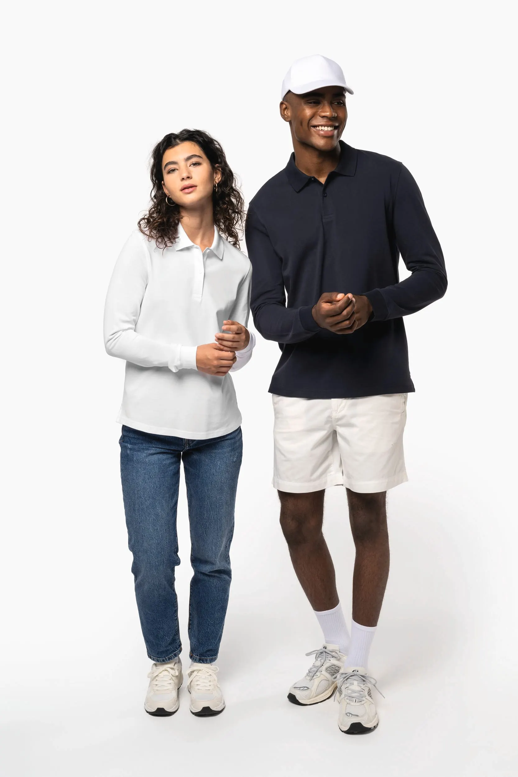 Polo de punto piqué manga larga Bio180 mujer