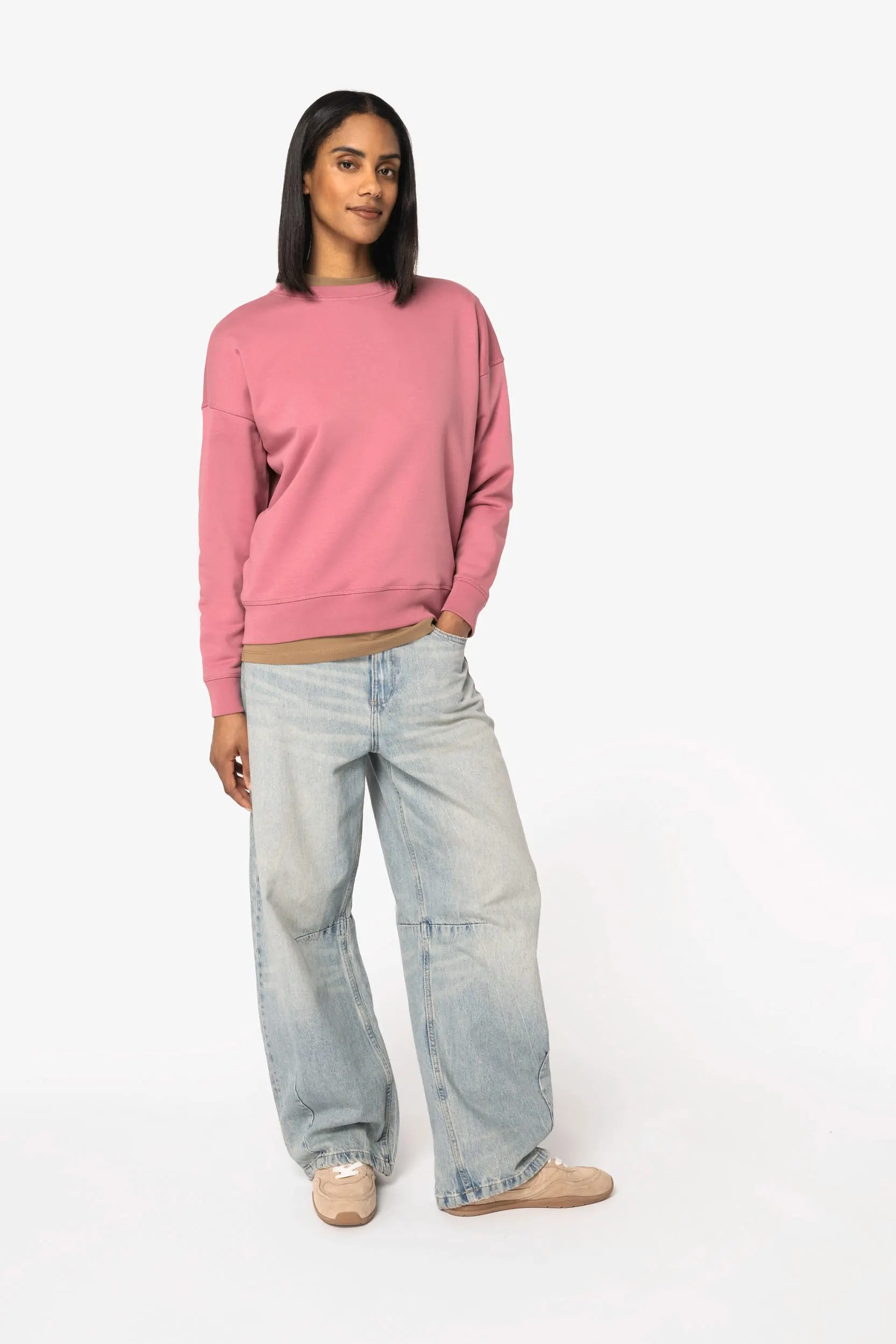 Sudadera ecorresponsable cuello redondo hombros caídos mujer