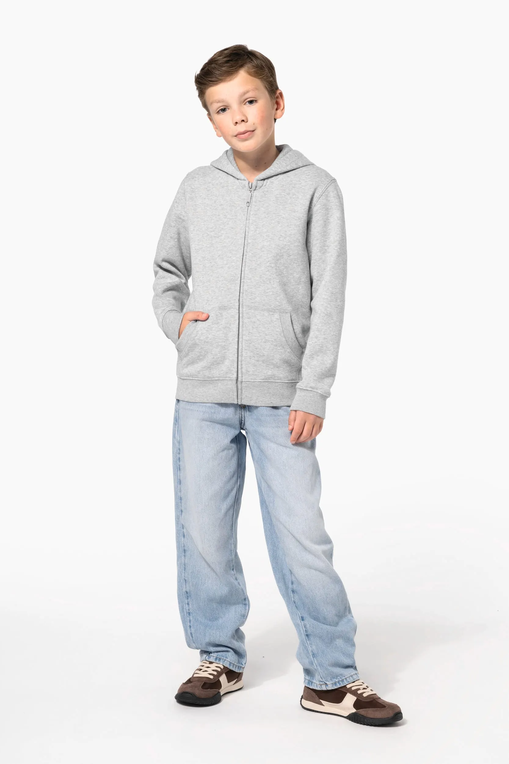 Sudadera reciclada con cremallera y capucha infantil