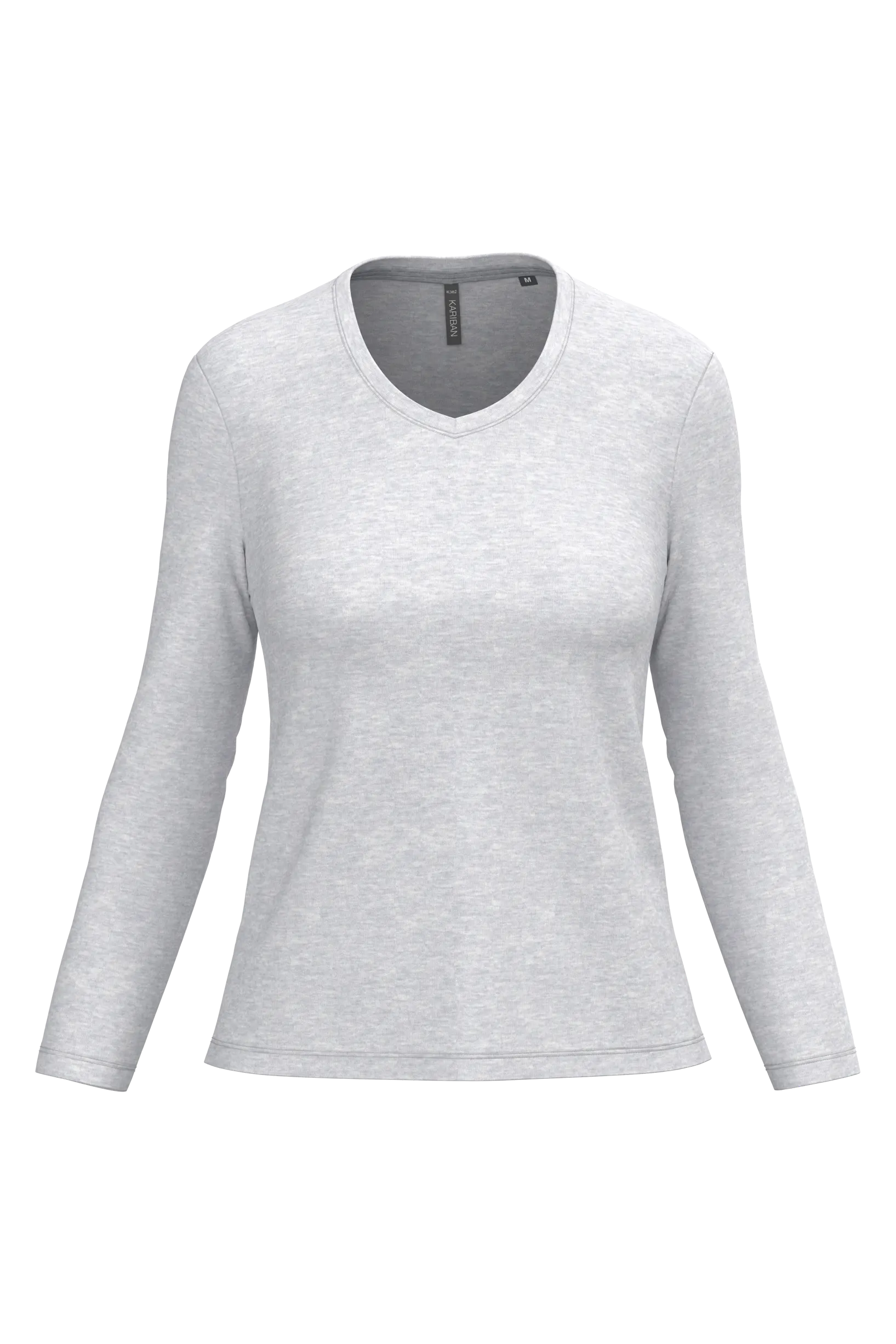 Camiseta manga larga y cuello de pico mujer