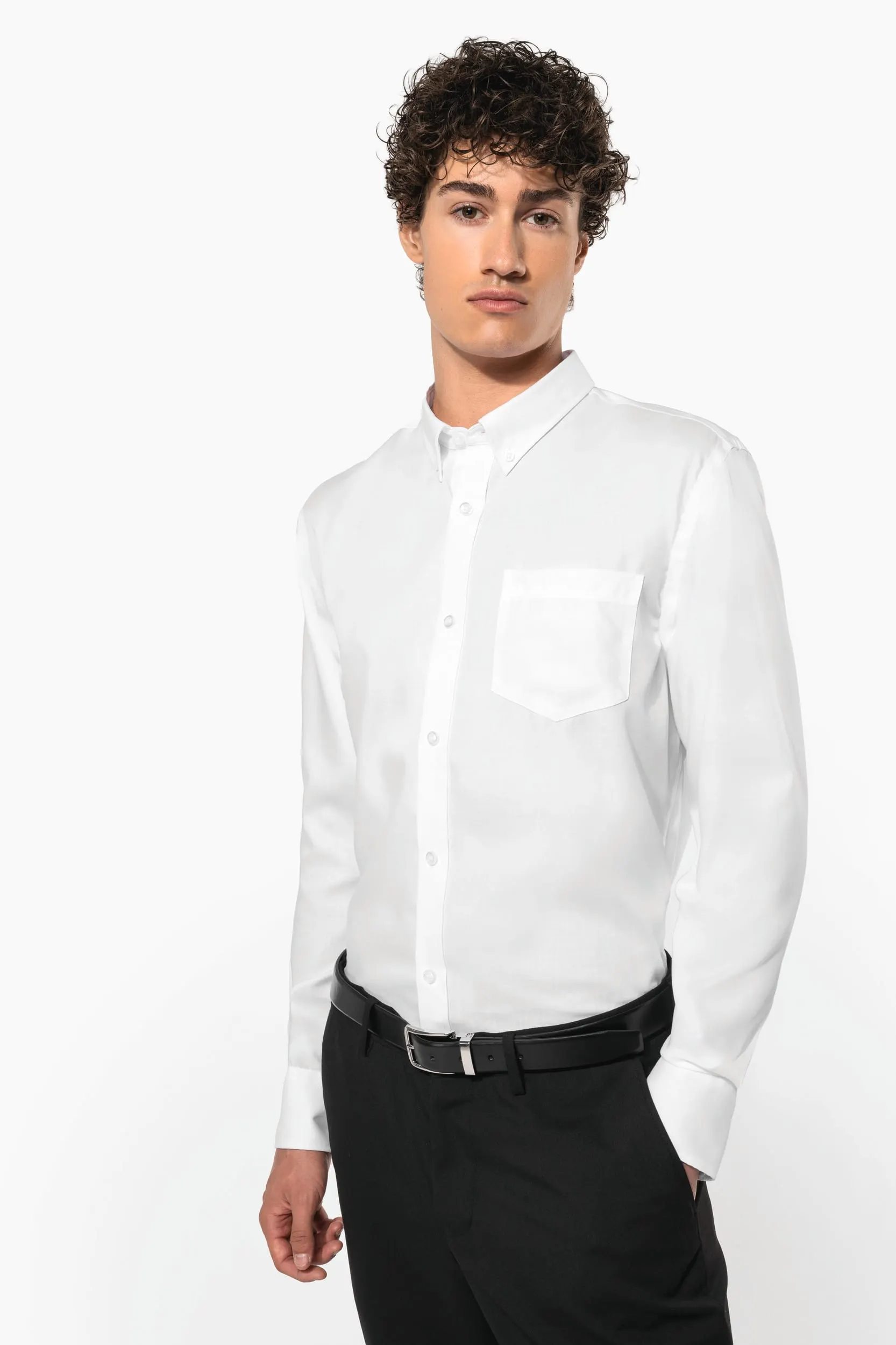 Camisa no-plancha manga larga hombre