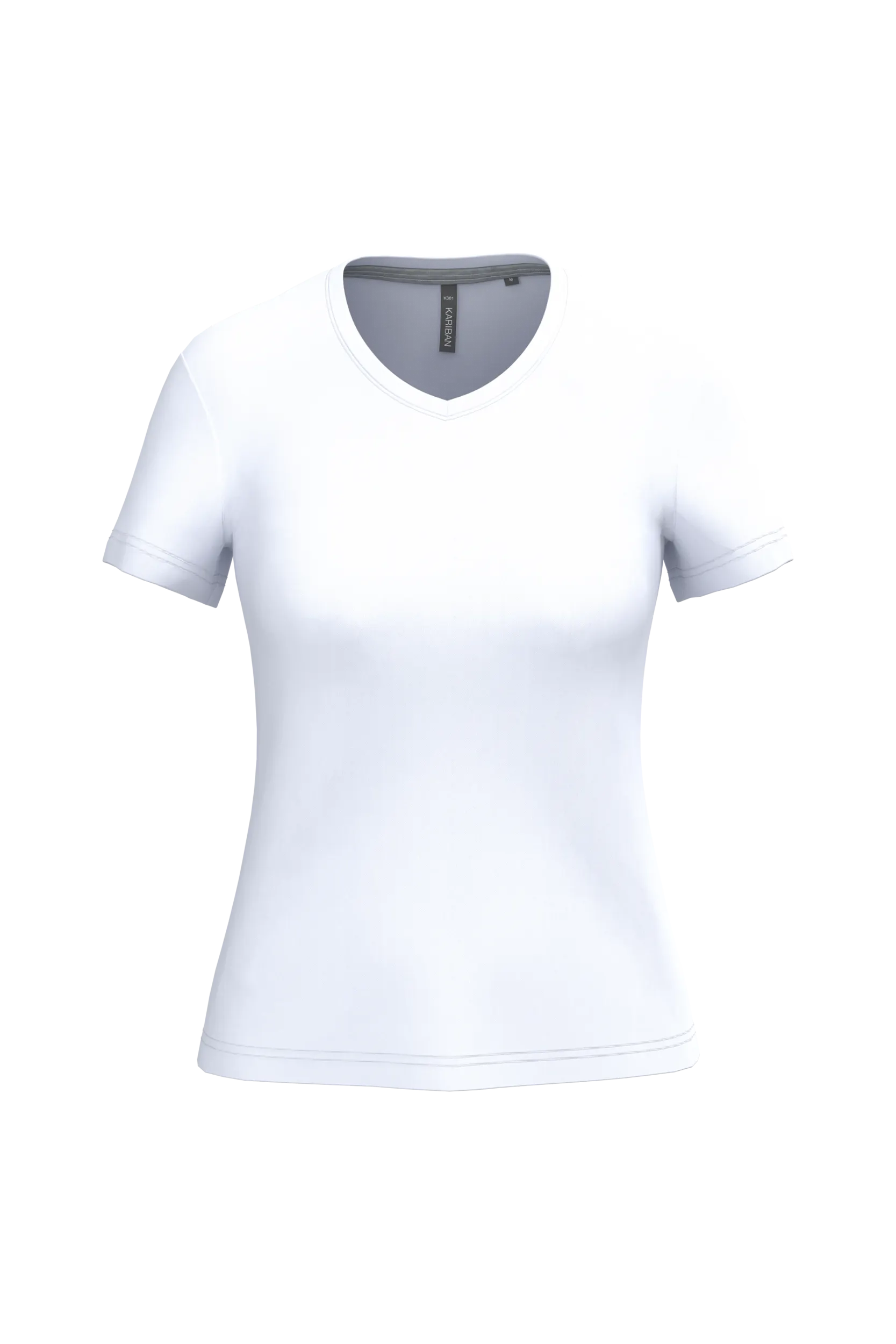 Camiseta de manga cota y cuello de pico mujer