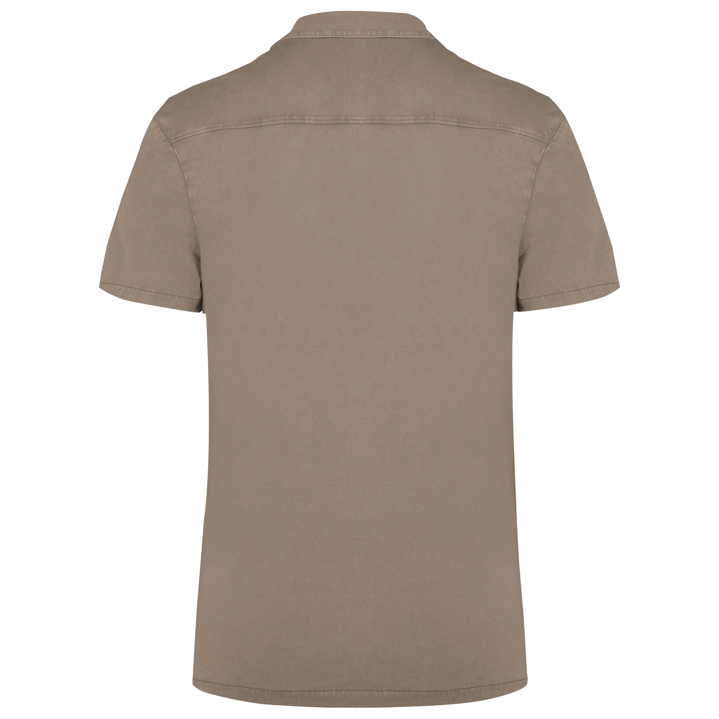 Camisa ecorresponsable efecto lavado de punto jersey manga corta con cuello bowling hombre