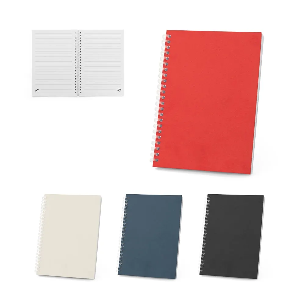 SCHILLER. Bloc de notas A5 con tapa flexible, fabricado con papel 100% reciclado