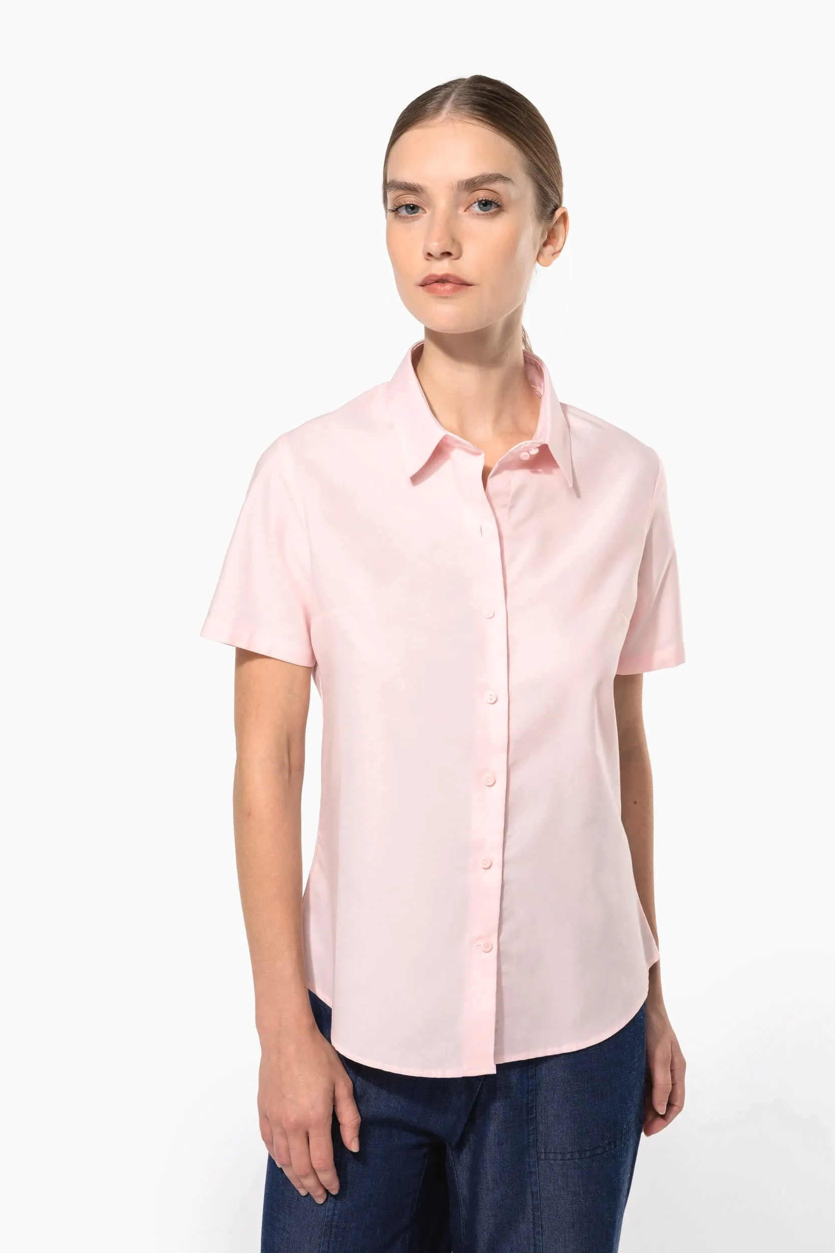 Camisa oxford manga corta mujer