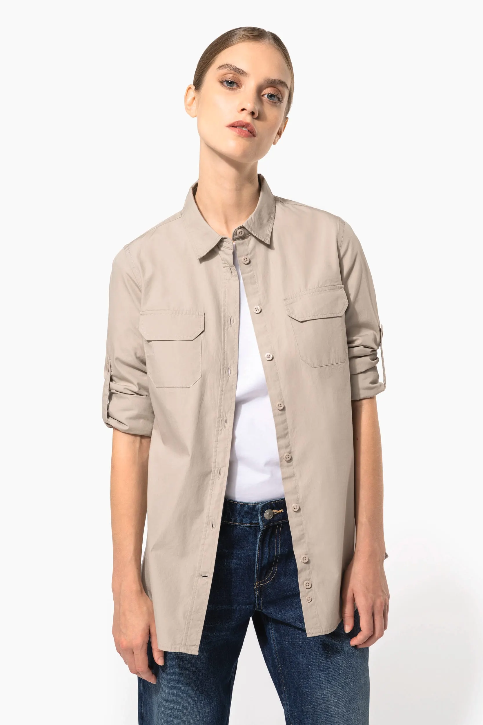 Camisa Safari manga larga mujer