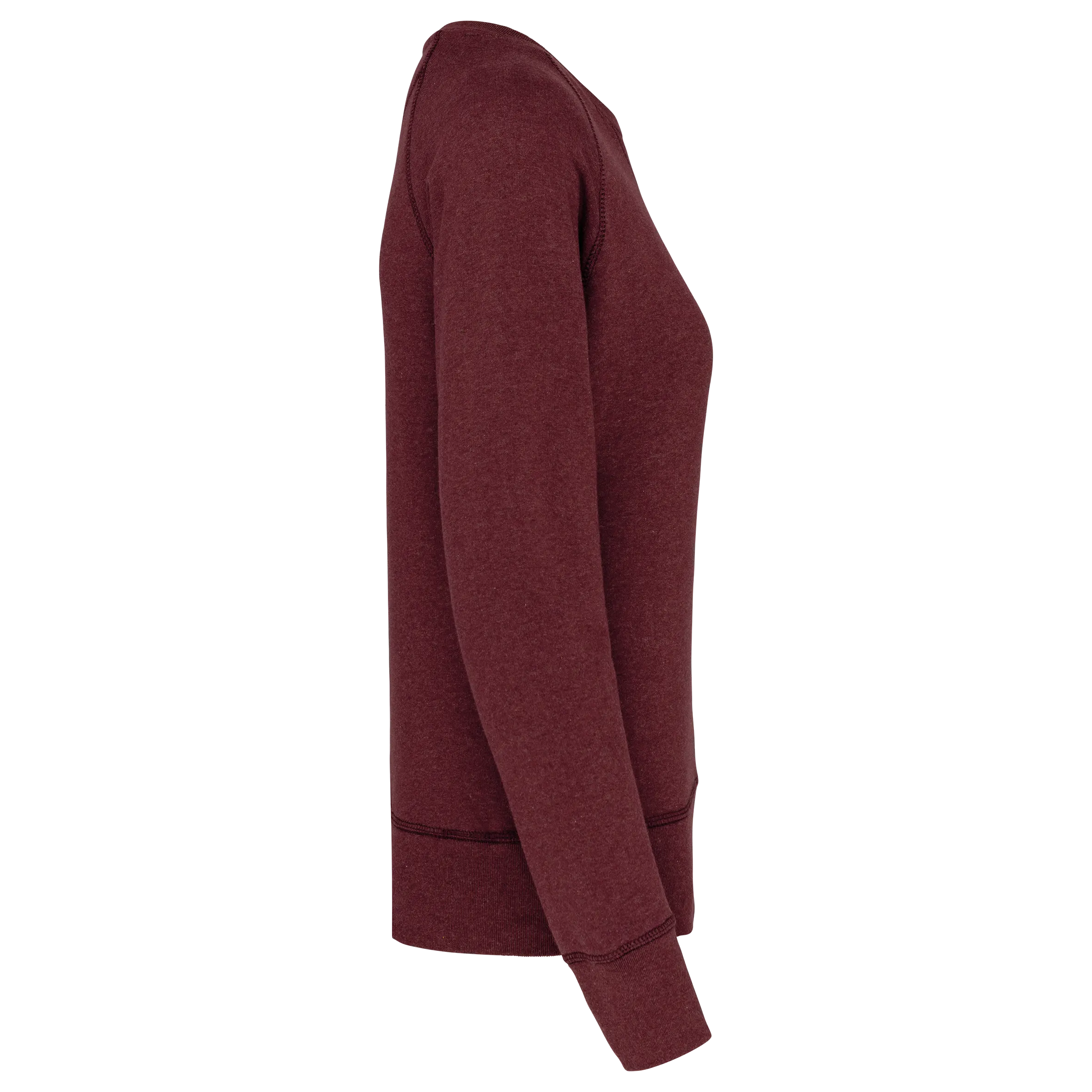 Sudadera algodón orgánico con cuello redondo y mangas raglan de mujer