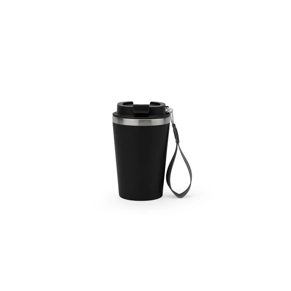 SPITZ. Vaso de viaje de acero inoxidable (90 % reciclado) y pared exterior de PP, con acabado mate 440 ml