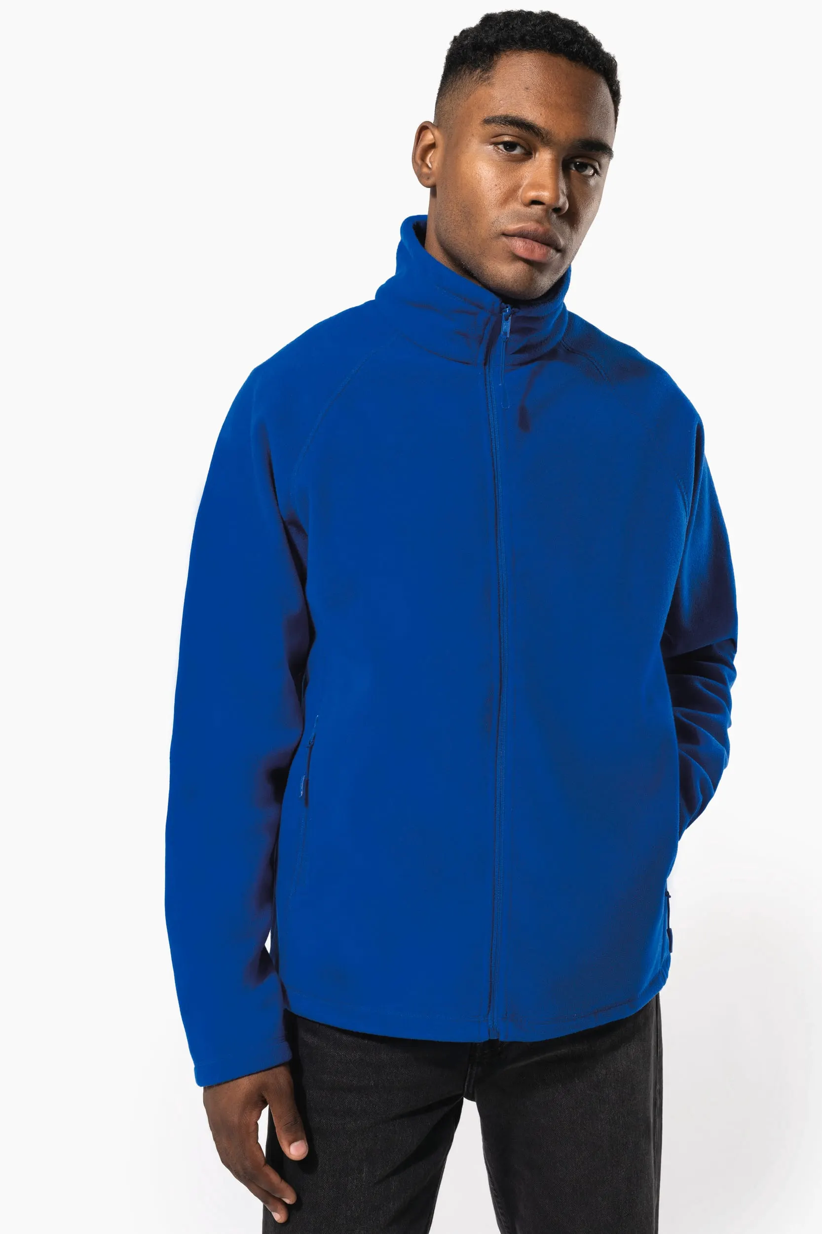 Chaqueta micropolar con cremallera y mangas raglán hombre