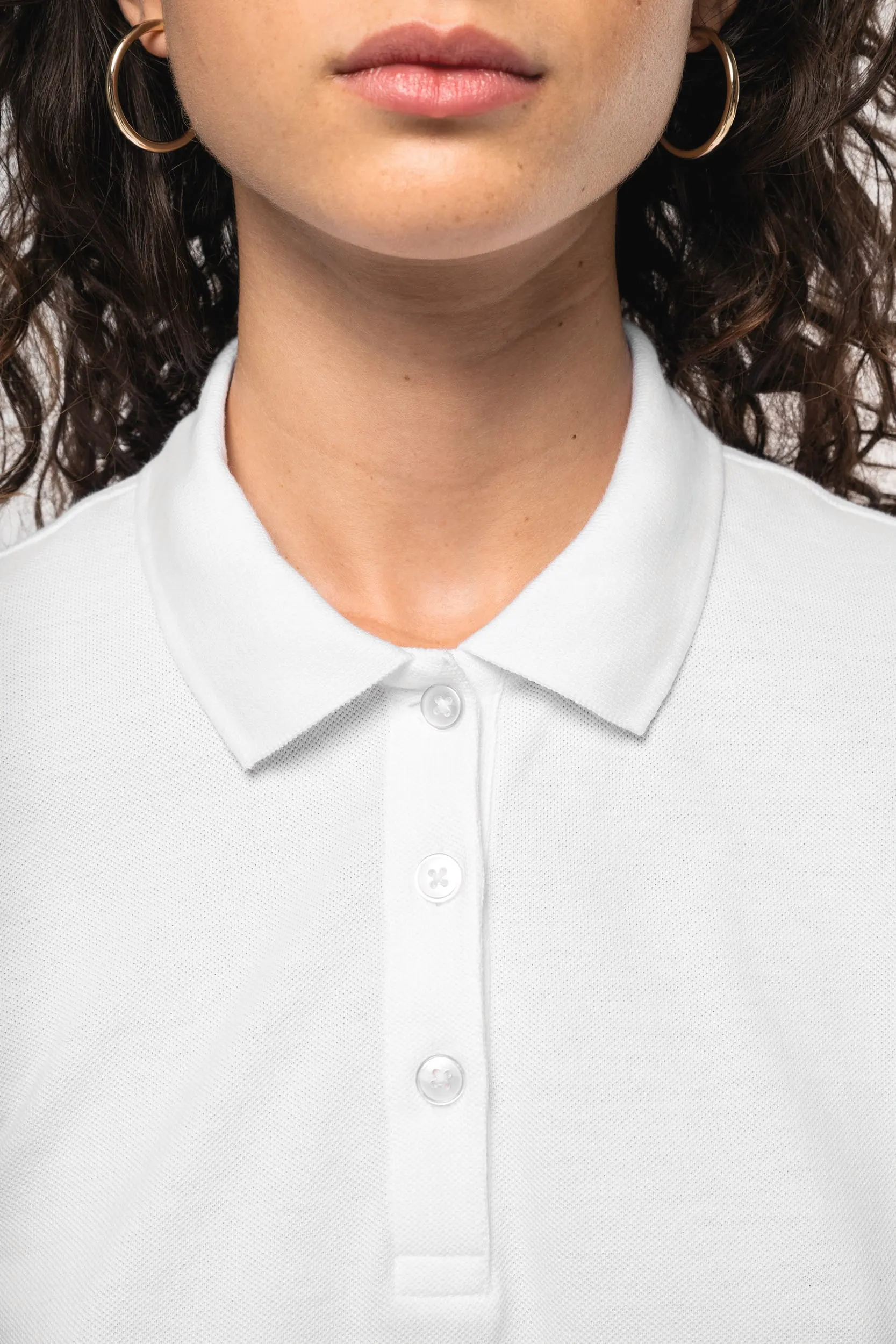 Polo de punto piqué manga corta mujer