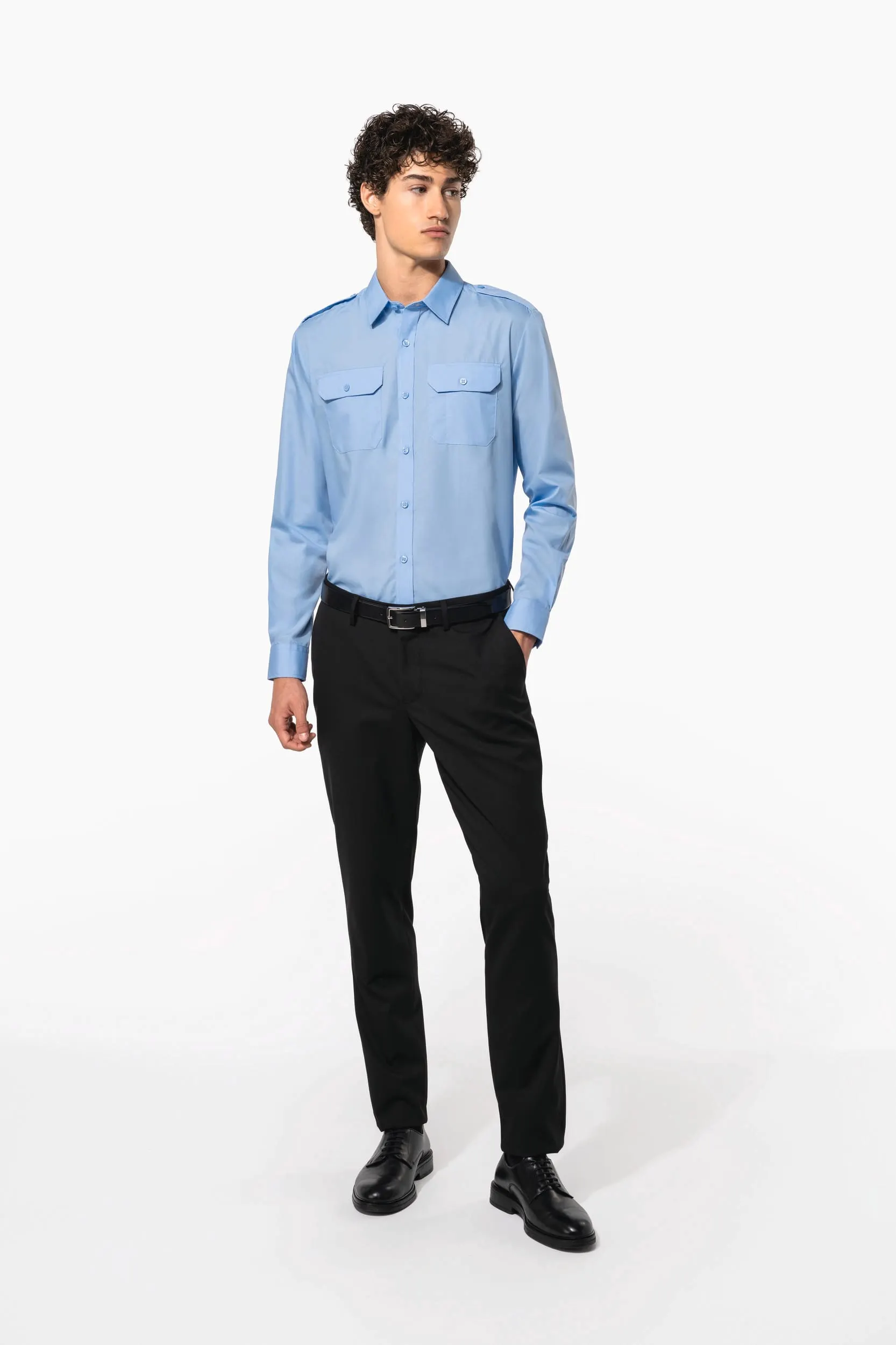 Camisa piloto manga larga hombre
