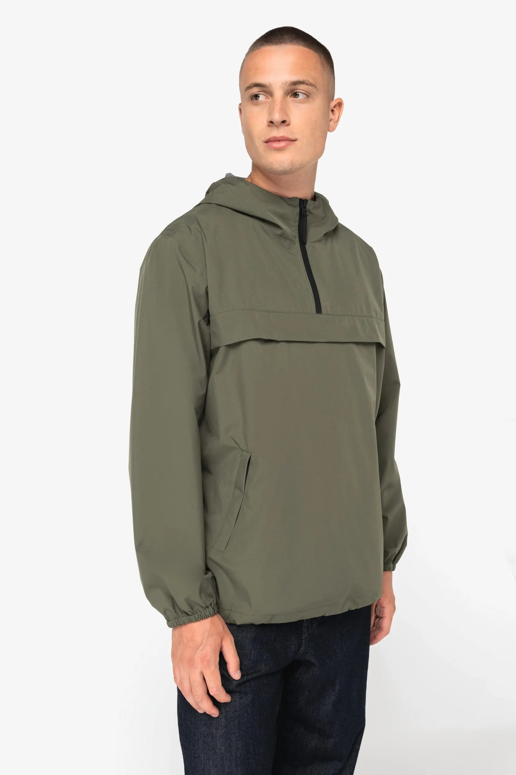 Chaqueta cortavientos impermeable ecorresponsable 1/4 cremallera unisex