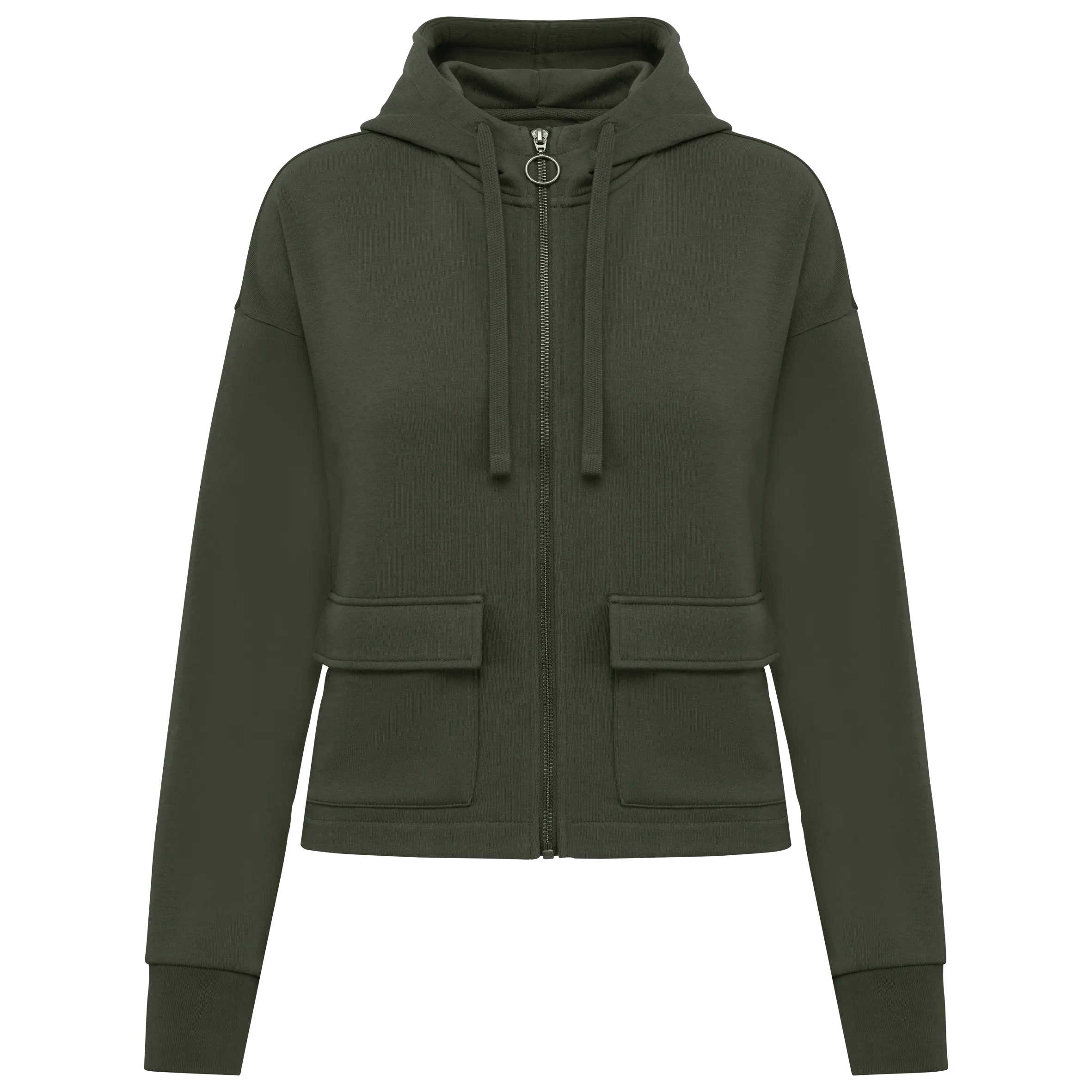 Sudadera ecorresponsable con cremallera y capucha French Terry mujer