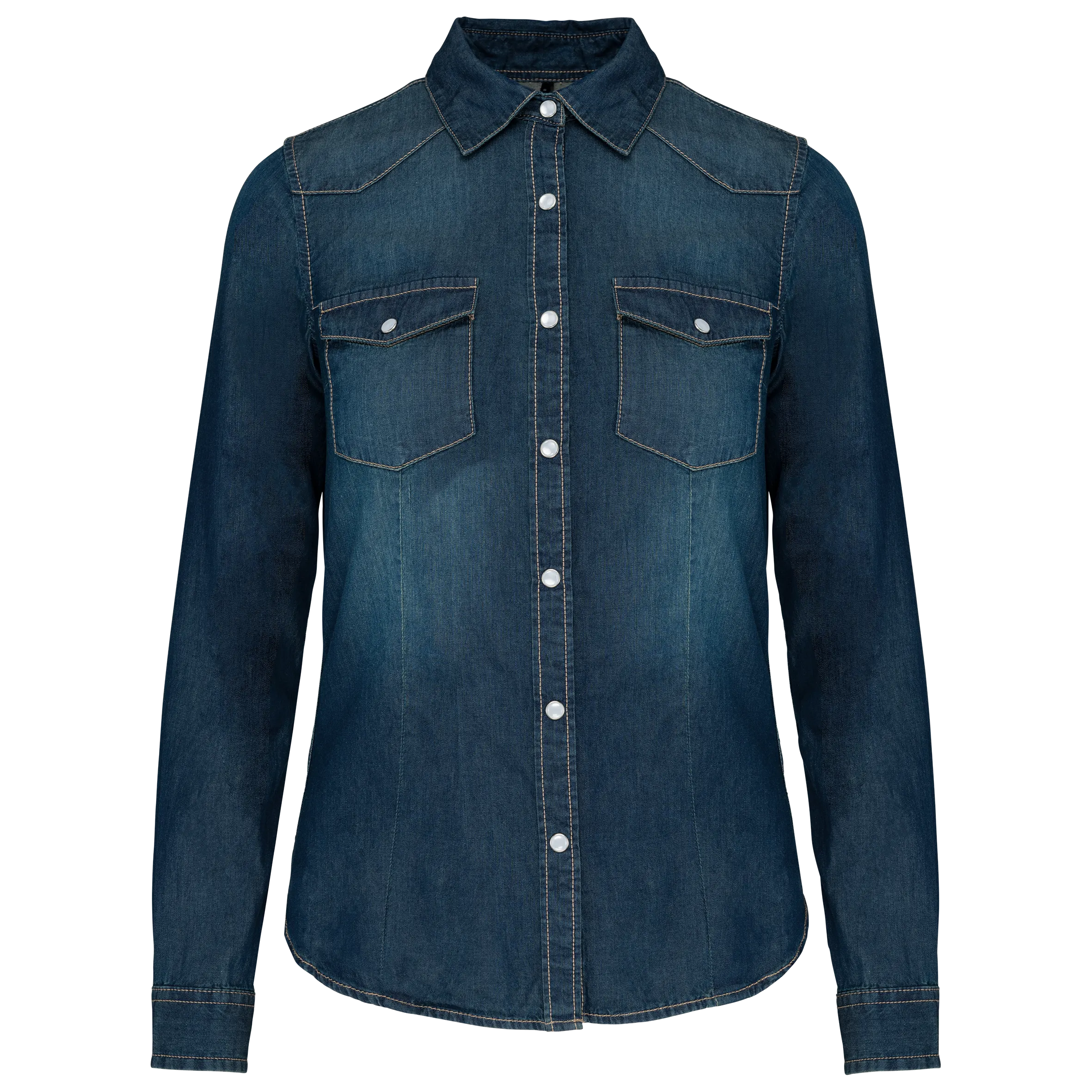 Camisa denim manga larga mujer