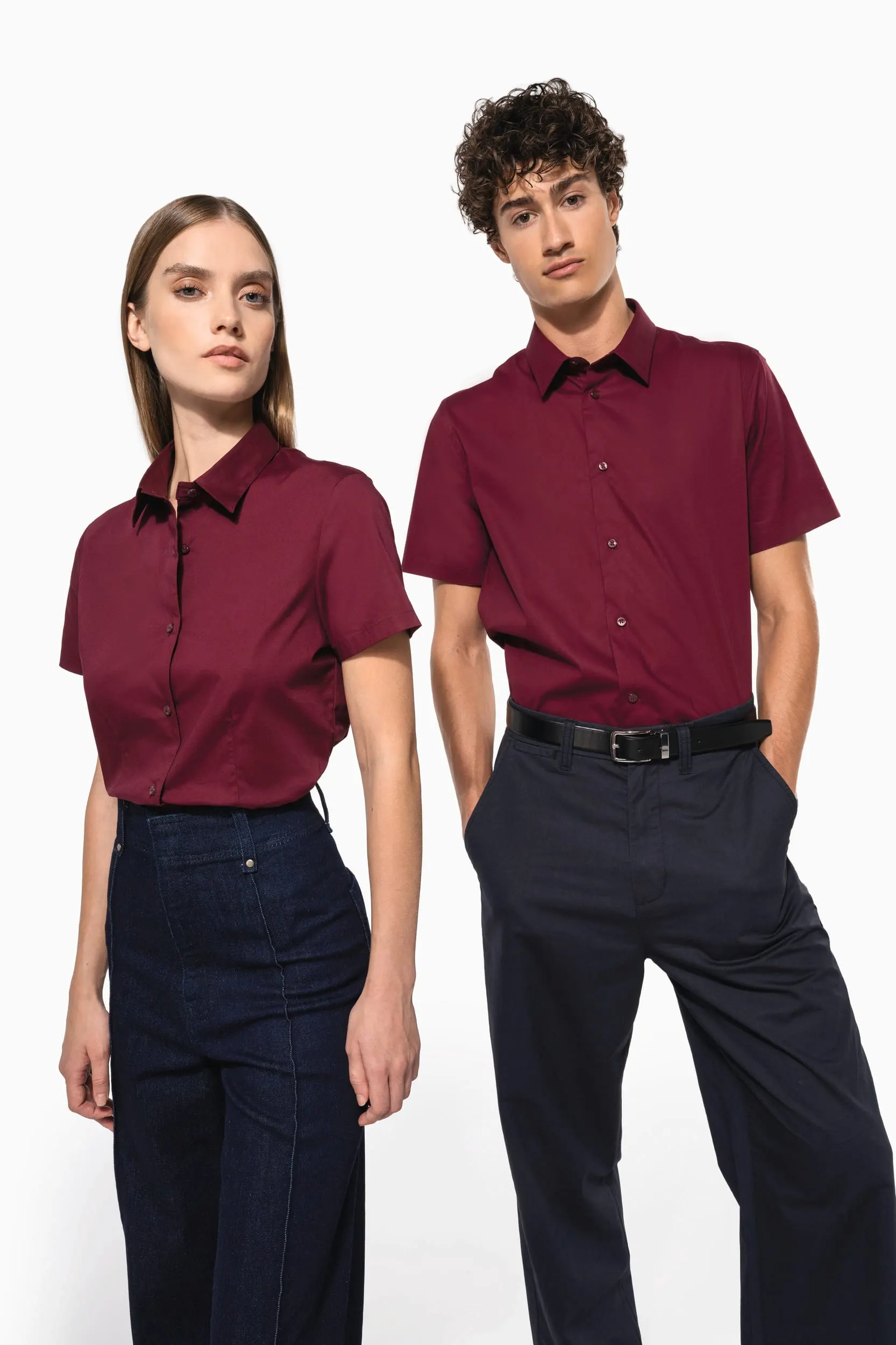 Camisa stretch manga corta mujer