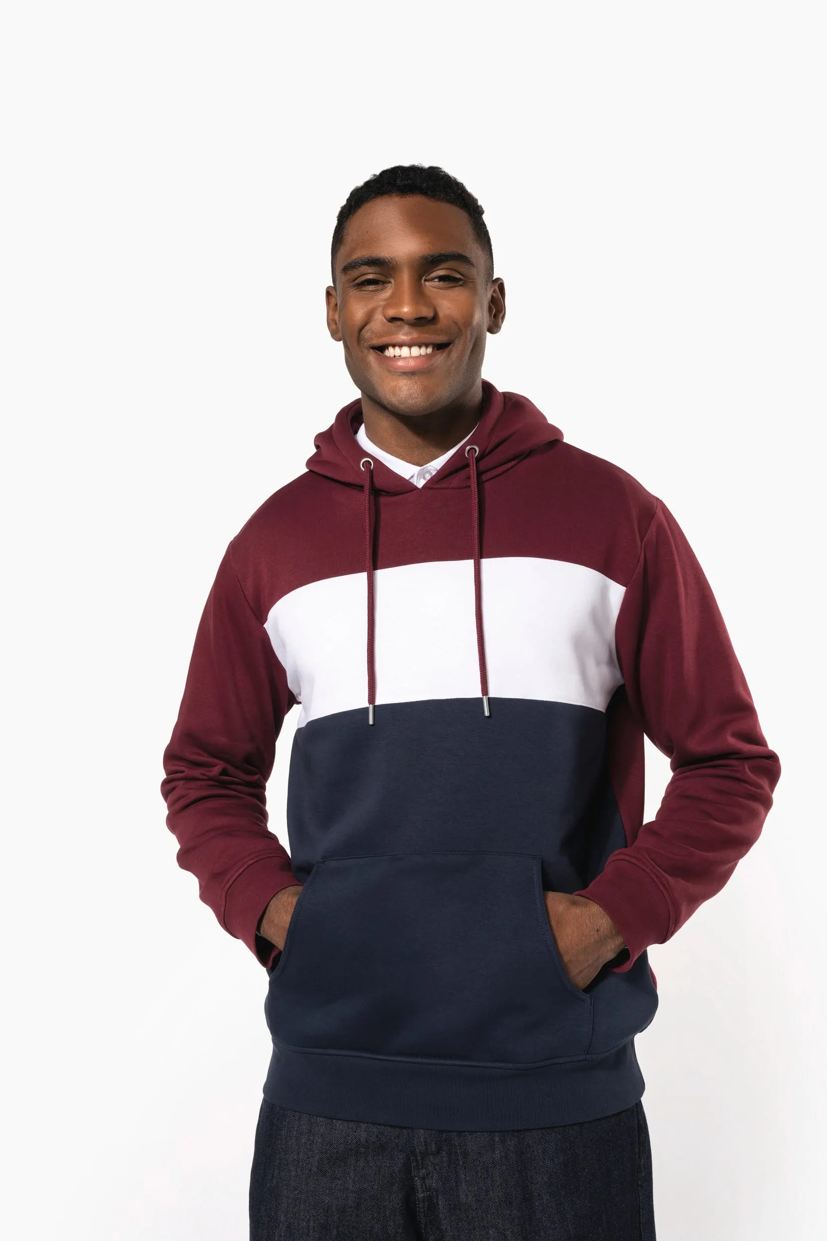 Sudadera tricolor con capucha unisex