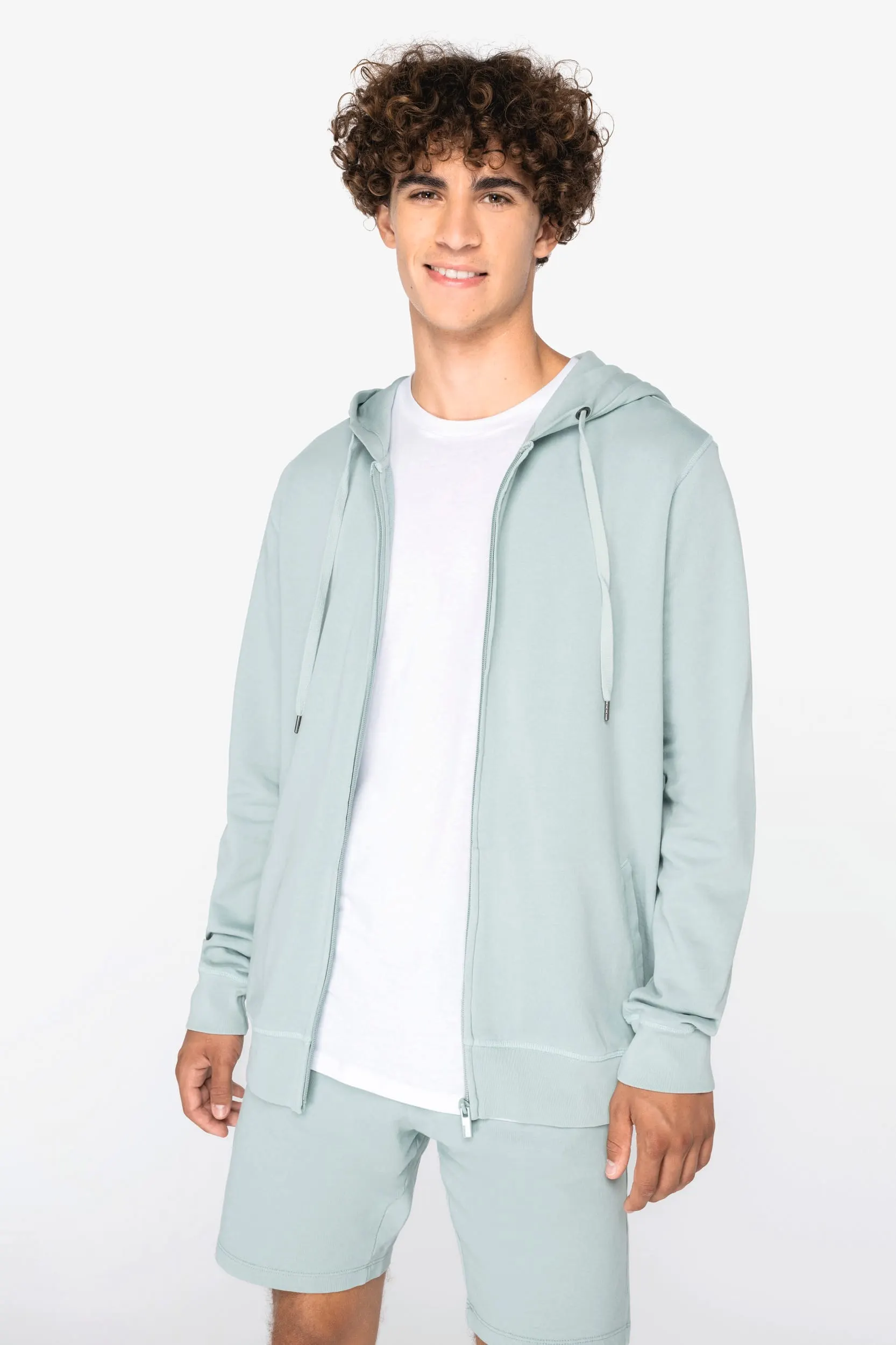 Sudadera ecorresponsable con cremallera y capucha French Terry unisex