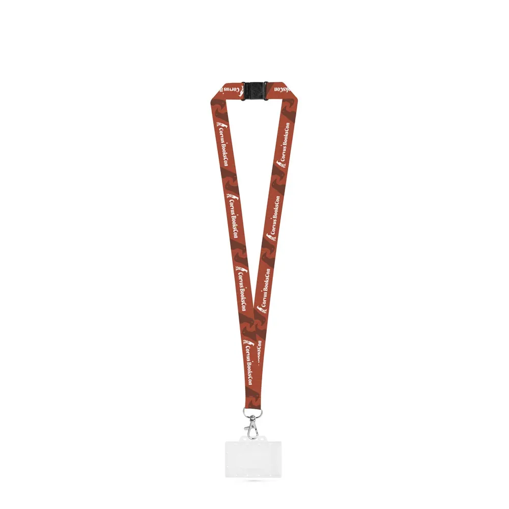 CARLISLE. SET Lanyard SUBLIMACIÓN Largo II (20 mm) con mosquetón de gatillo de 20 mm, cierre de seguridad y porta credencial/tarjeta rígido 91 x 68 mm