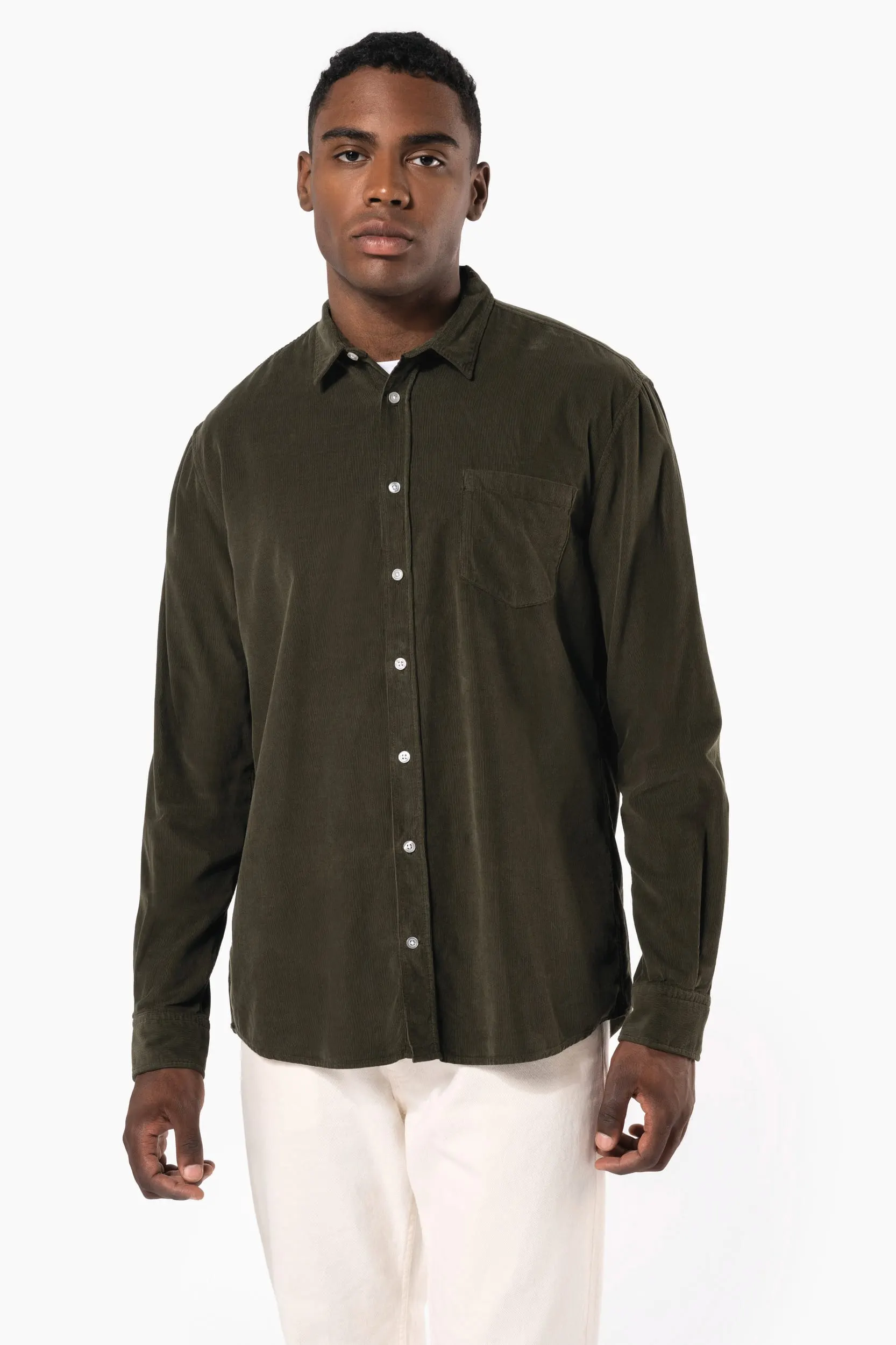 Camisa de pana manga larga hombre