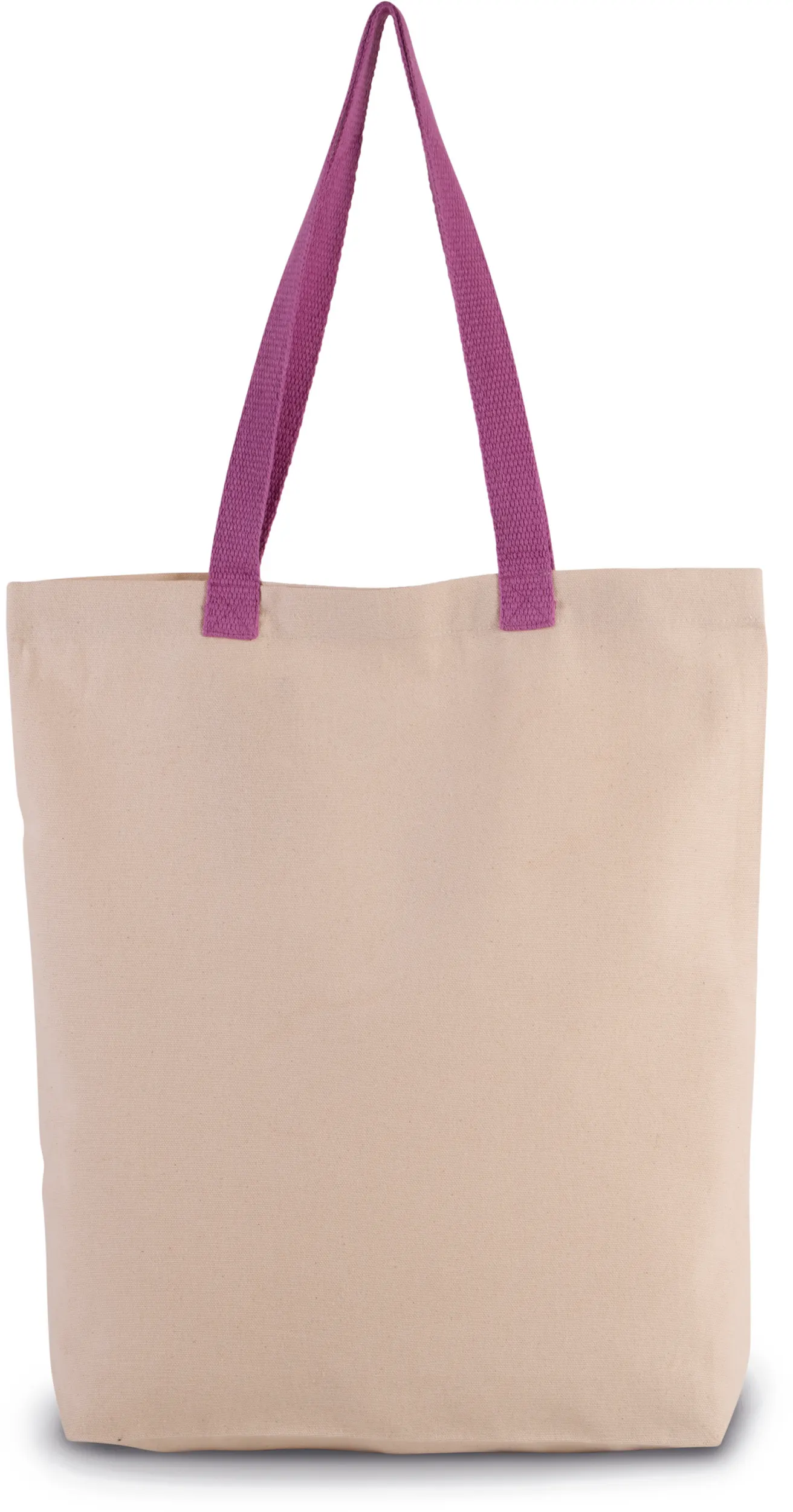 Bolsa shopper tejido canvas con fuelle y asas contrastadas