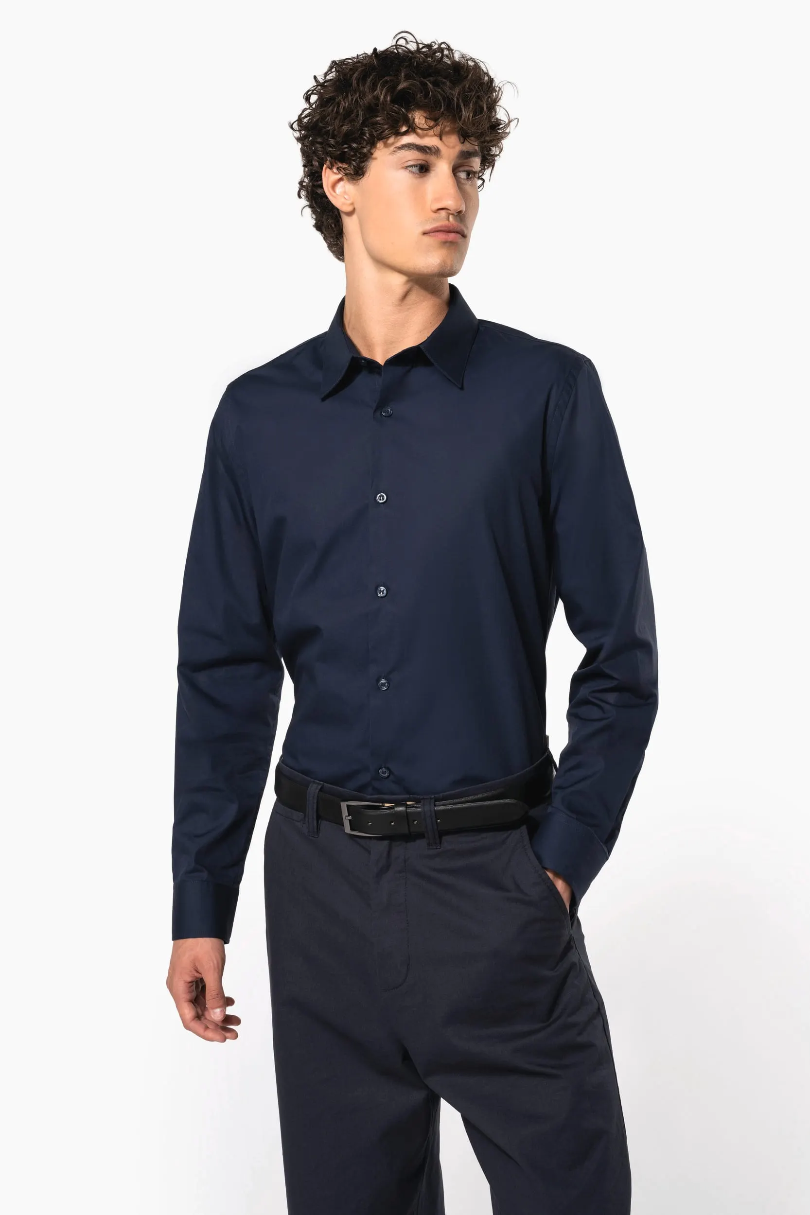Camisa popelina manga larga hombre