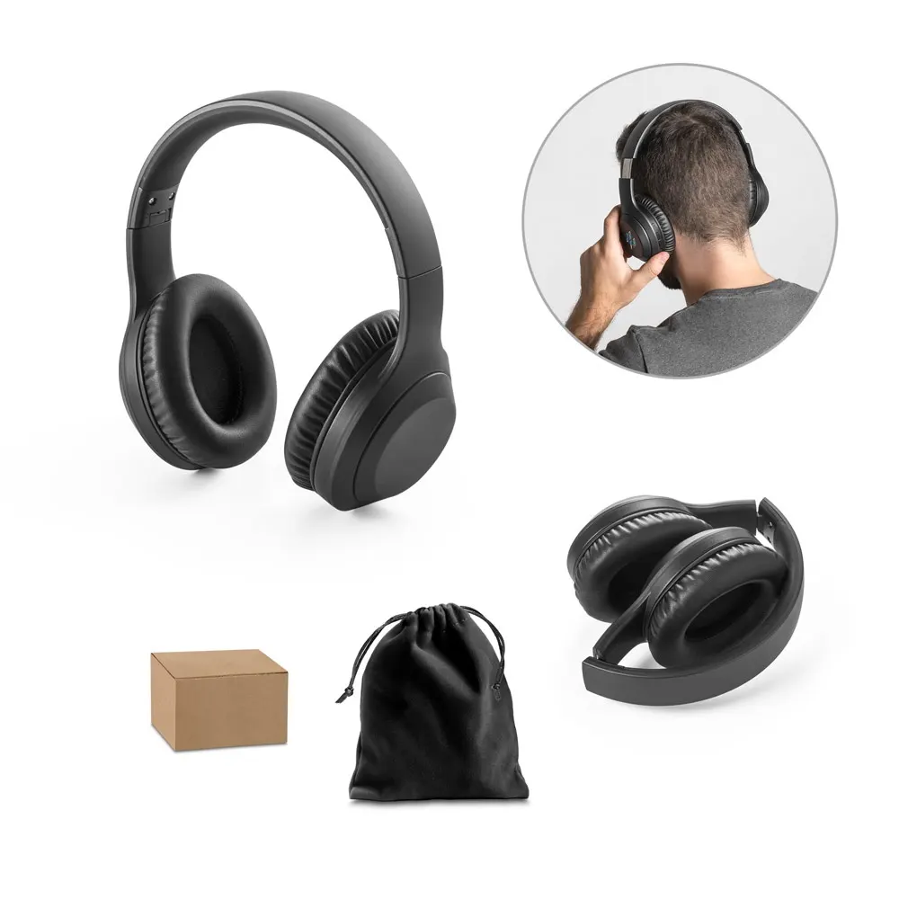 BETTENCOURT. Auriculares inalámbricos plegables con ANC y 15h de autonomía, fabricados en ABS reciclado (100% rABS)