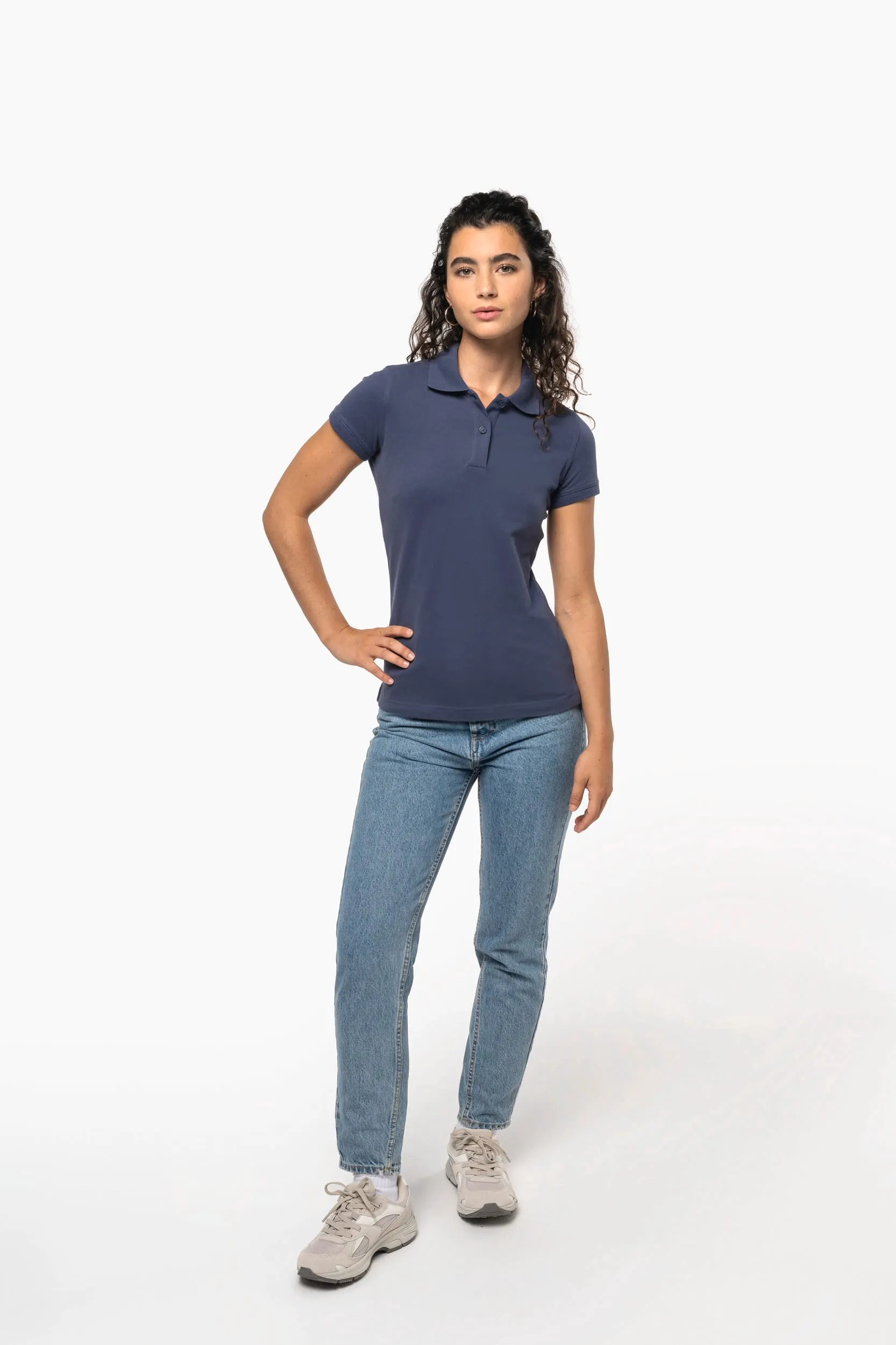 Polo de punto piqué manga corta mujer