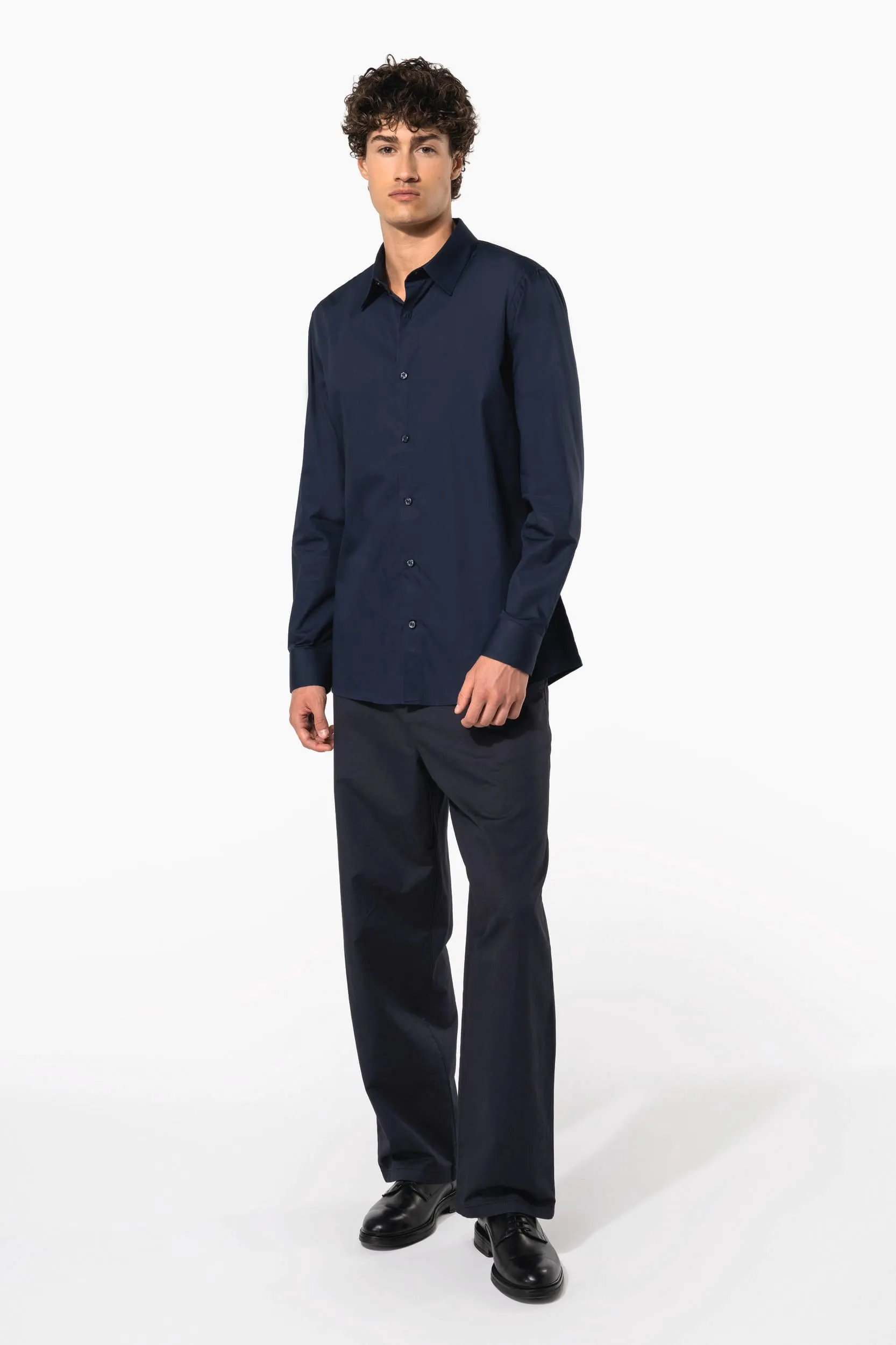 Camisa popelina manga larga hombre