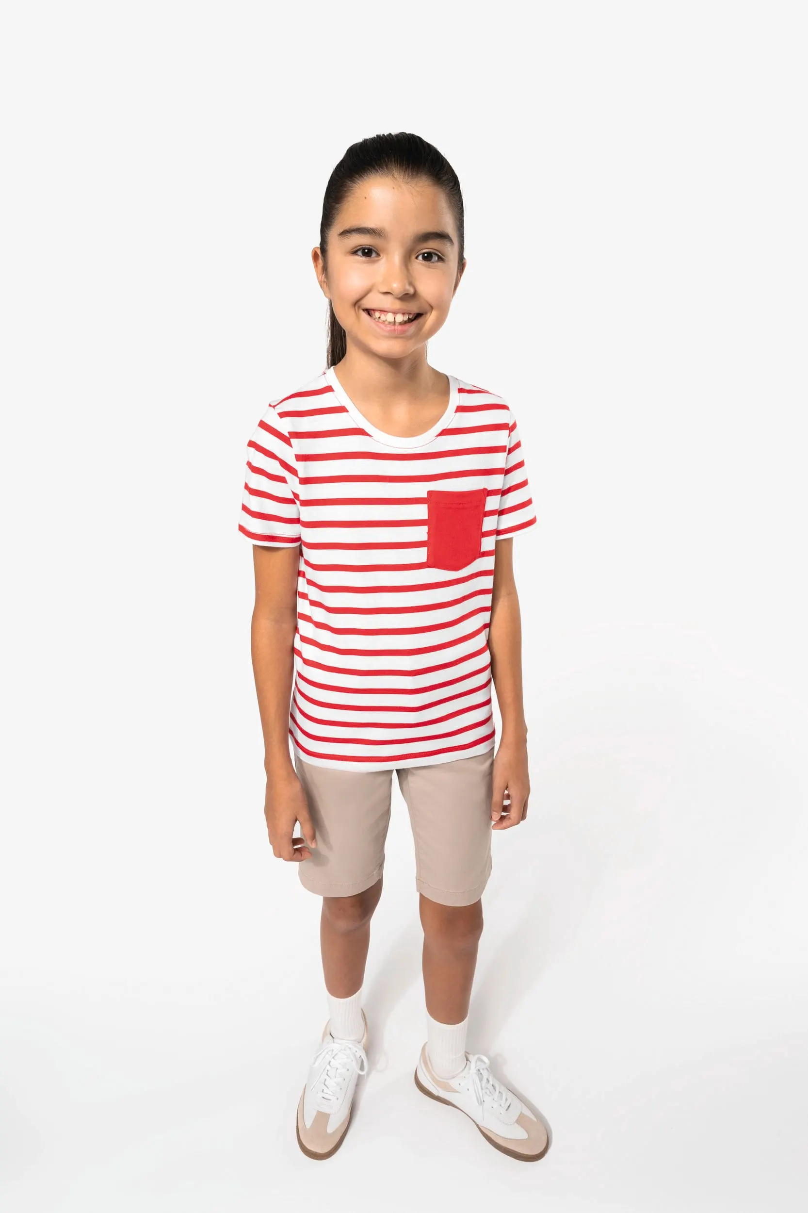 Camiseta Marinero a rayas con bolsillo manga corta para niños