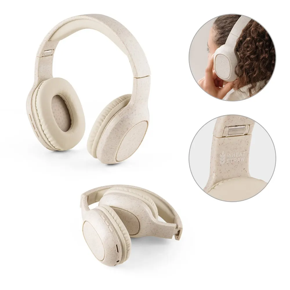 FEYNMAN. Auriculares inalámbricos plegables con 4h de autonomía, fabricados con paja de trigo y ABS