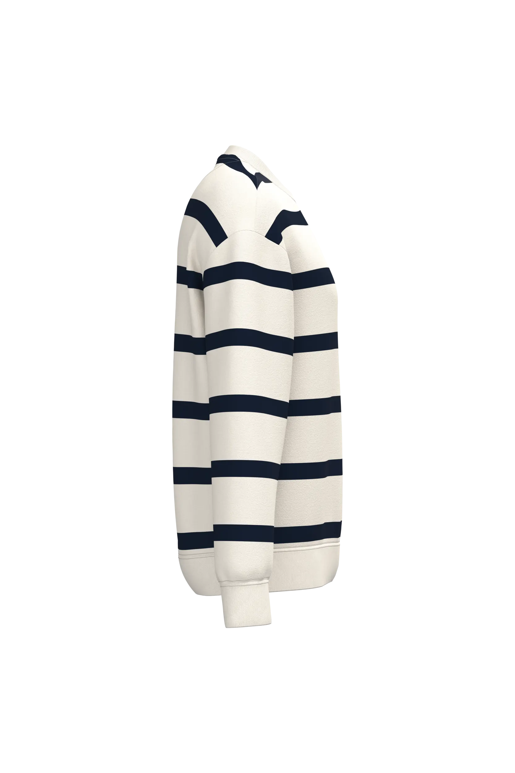 Sudadera ecorresponsable de cuello redondo a rayas y hombros caídos unisex