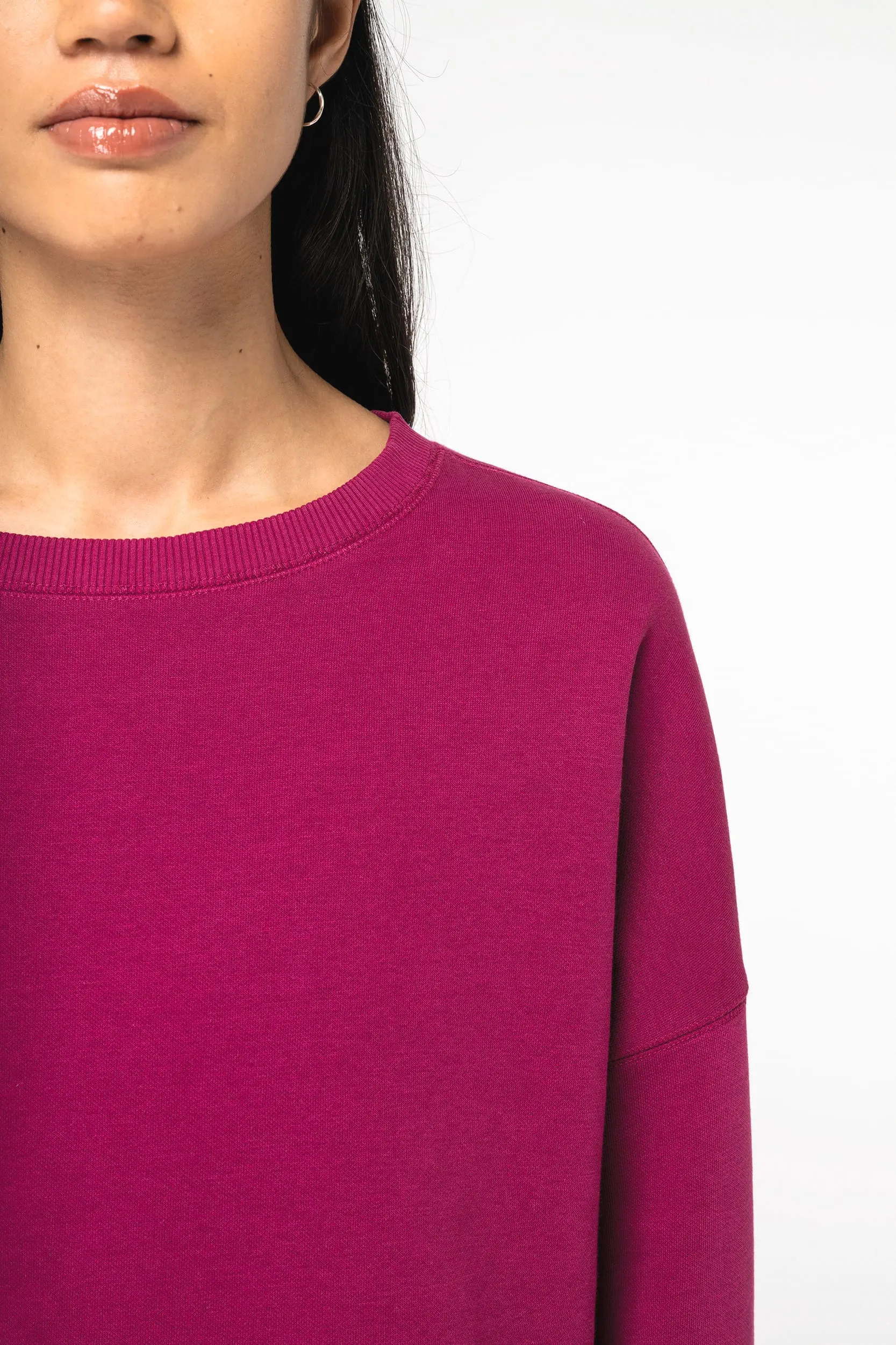 Sudadera ecorresponsable de cuello redondo oversize crop mujer