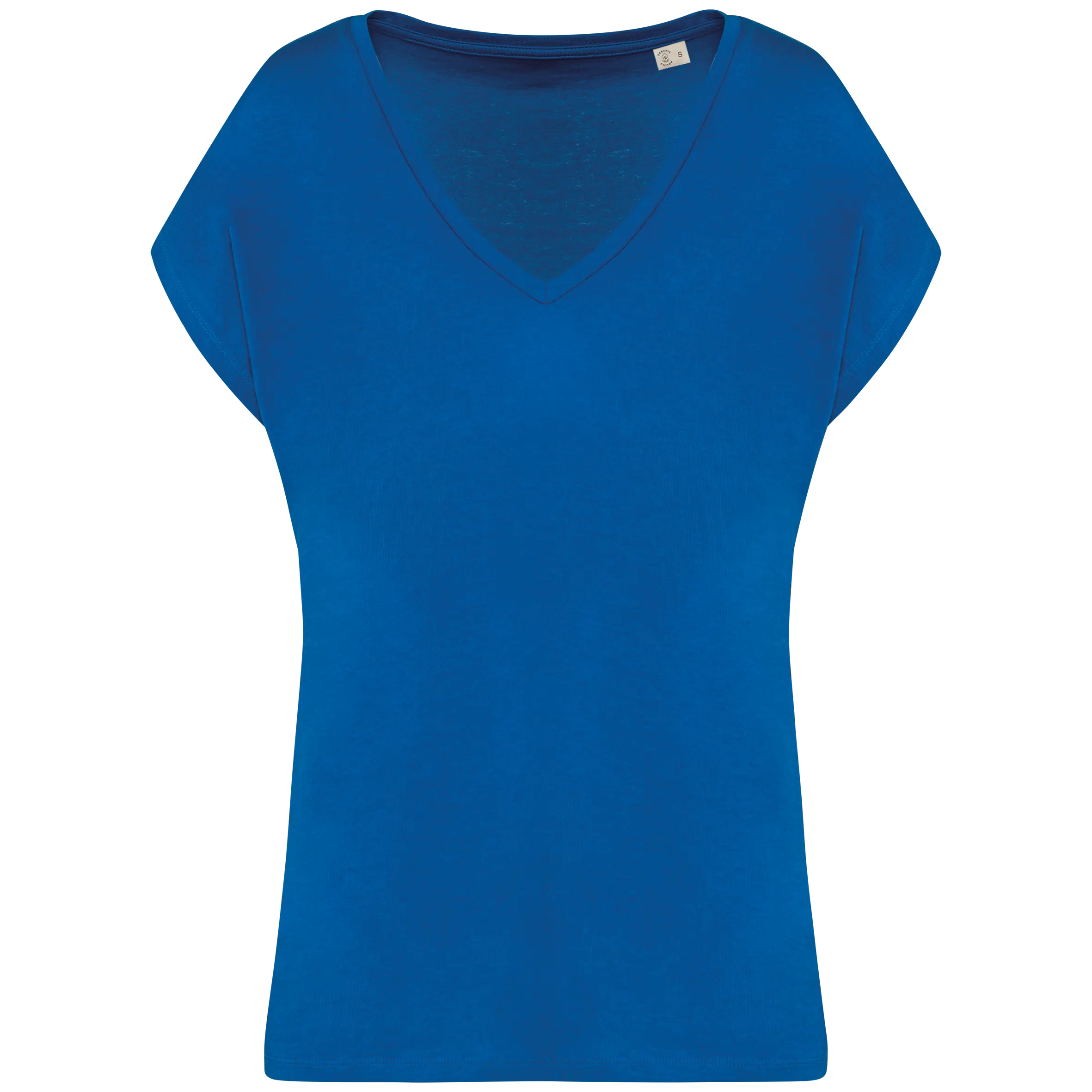 Camiseta ecorresponsable holgada con cuello de pico mujer