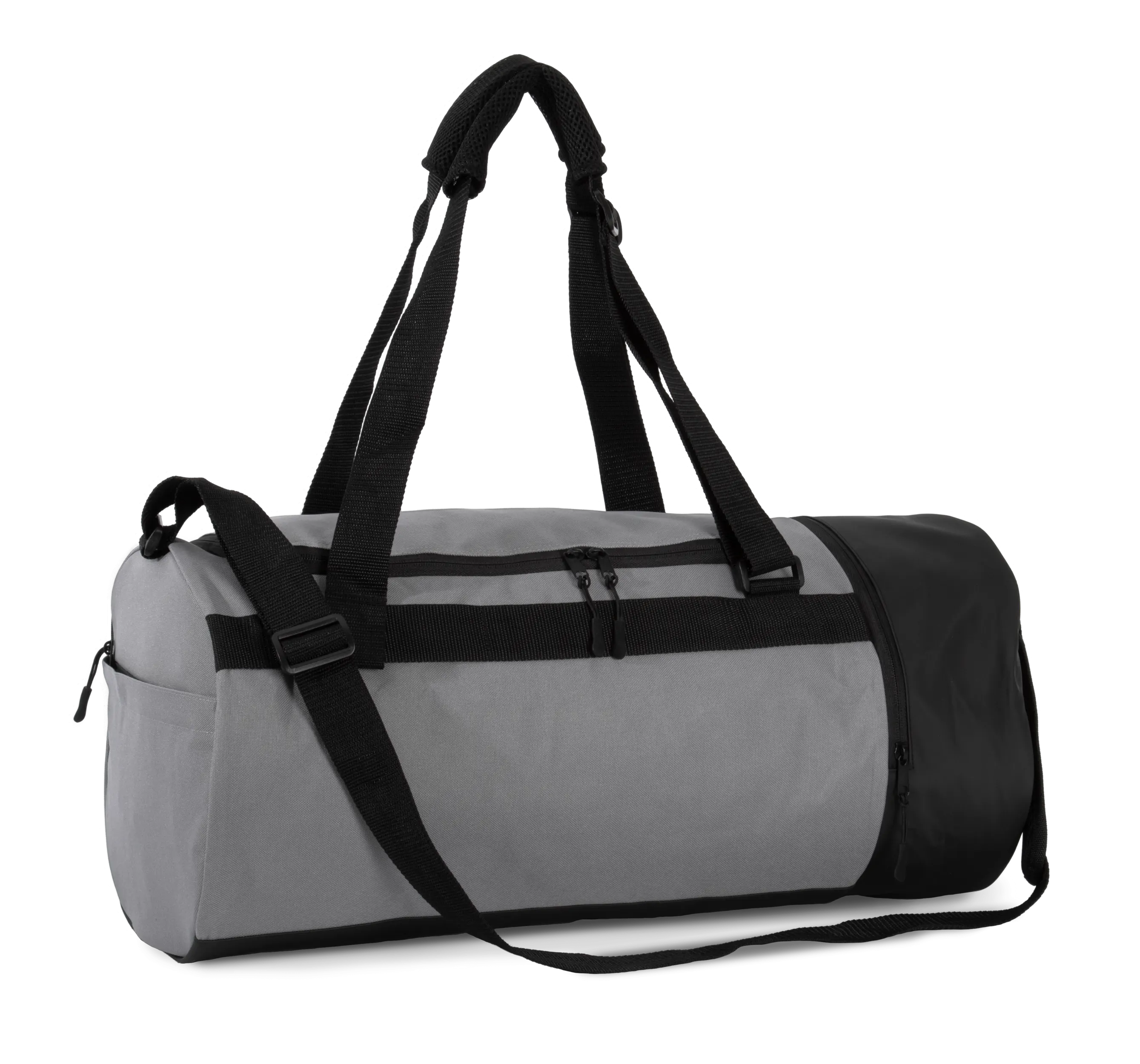 Bolsa de deporte cilíndrica con compartimento separado para calzado