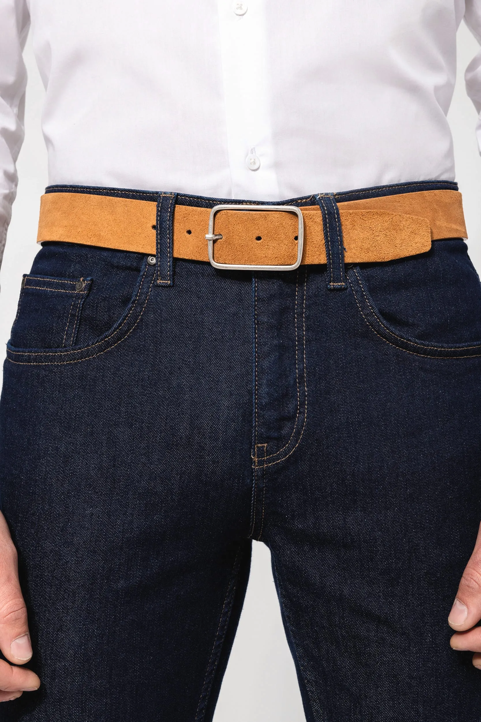 Cinturón cuero aterciopelado hombre