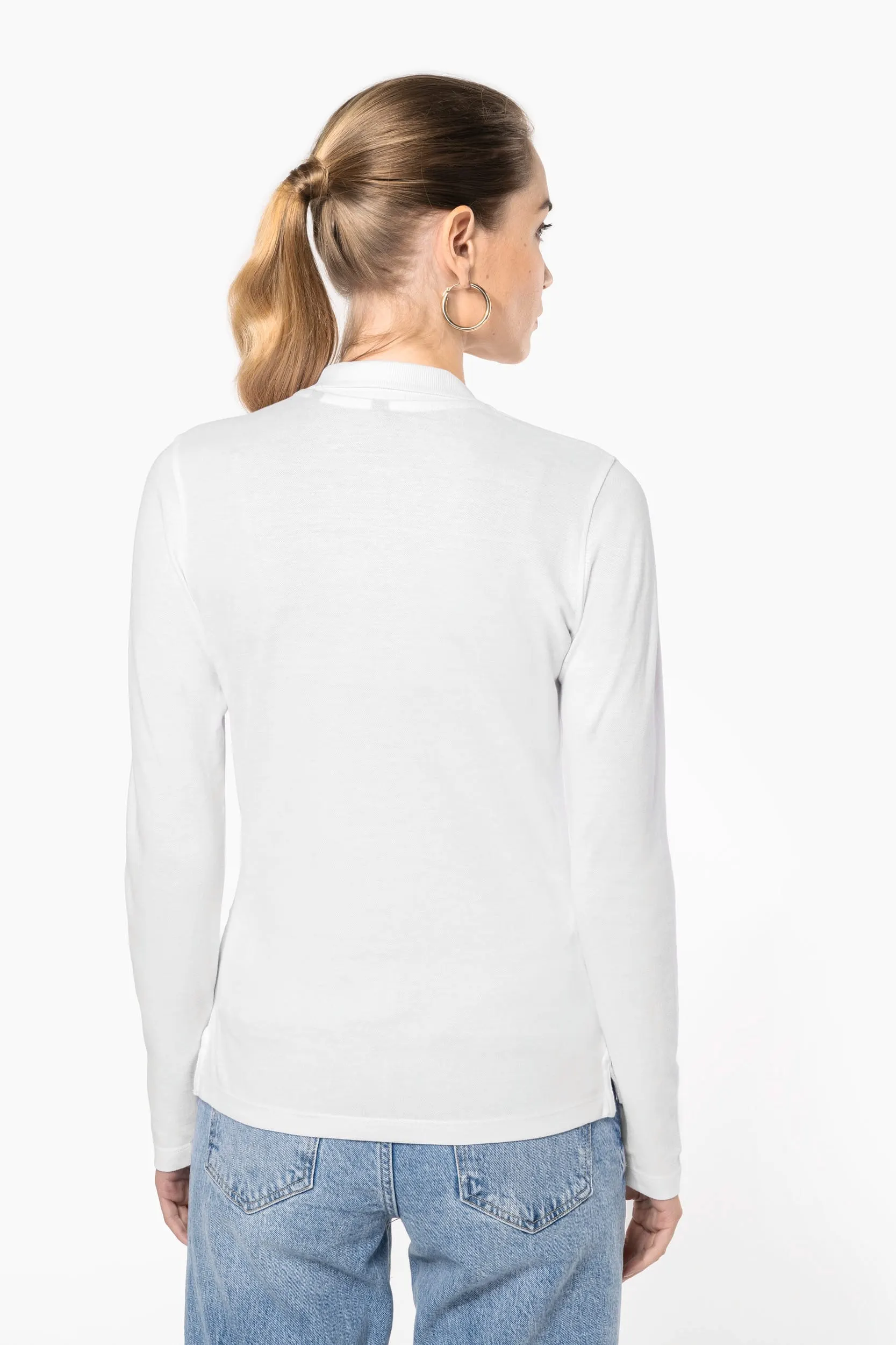 Polo piqué de manga larga de mujer