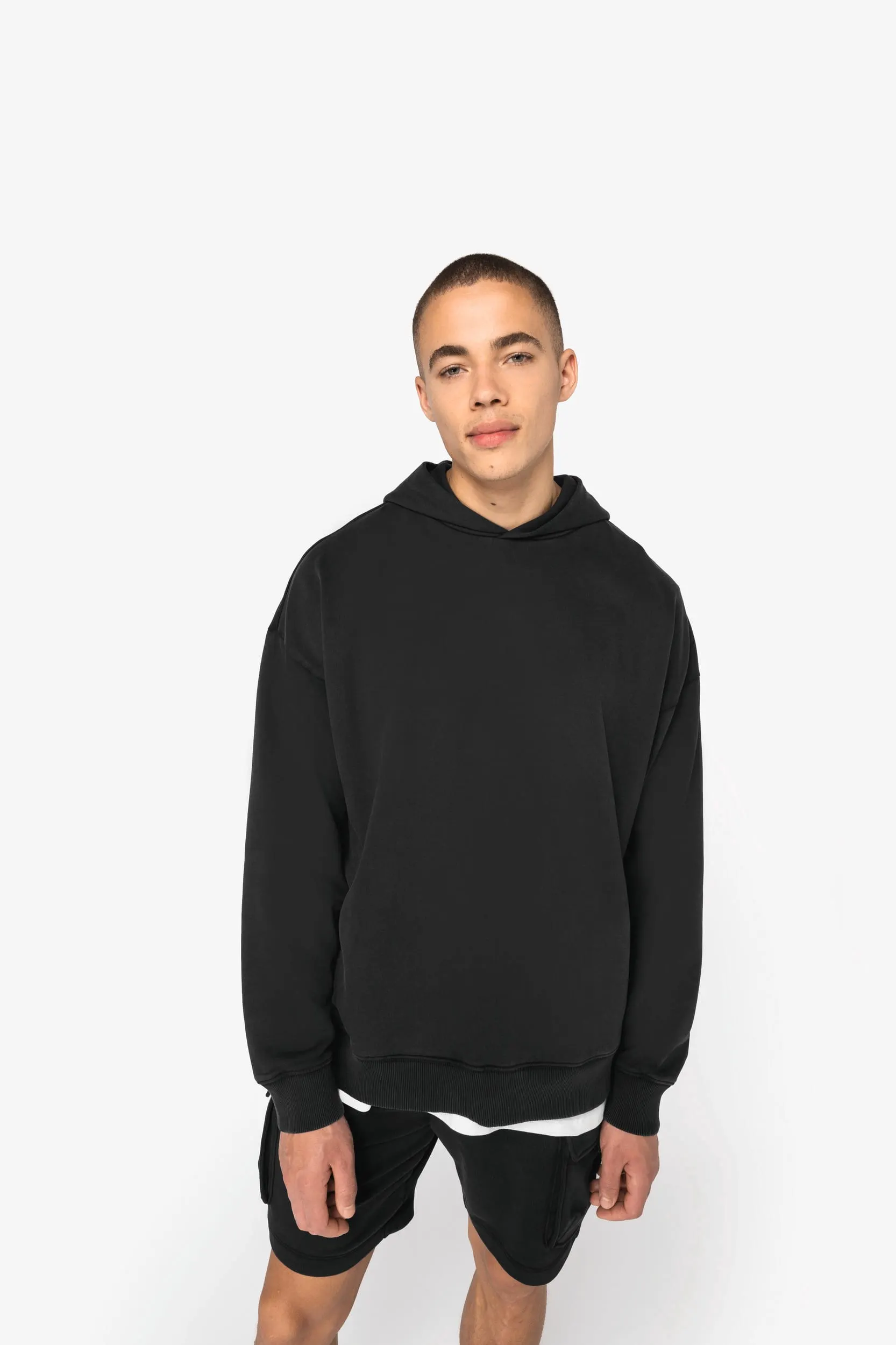 Sudadera ecorresponsable con capucha efecto lavado oversize unisex