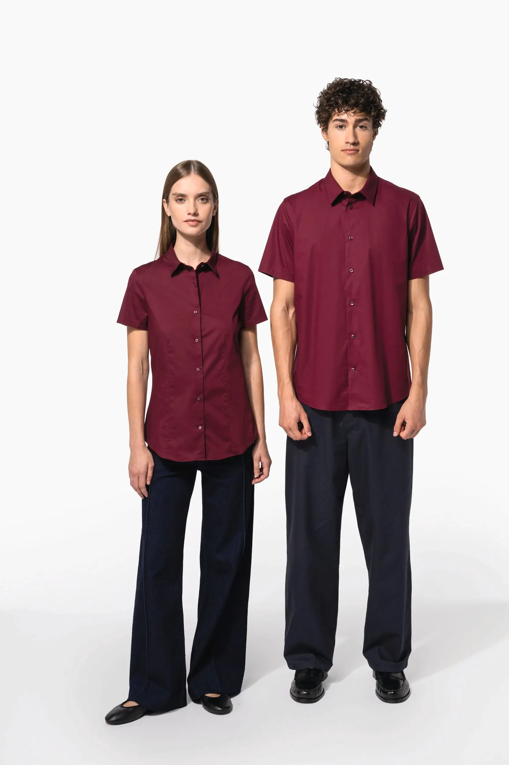 Camisa stretch manga corta mujer