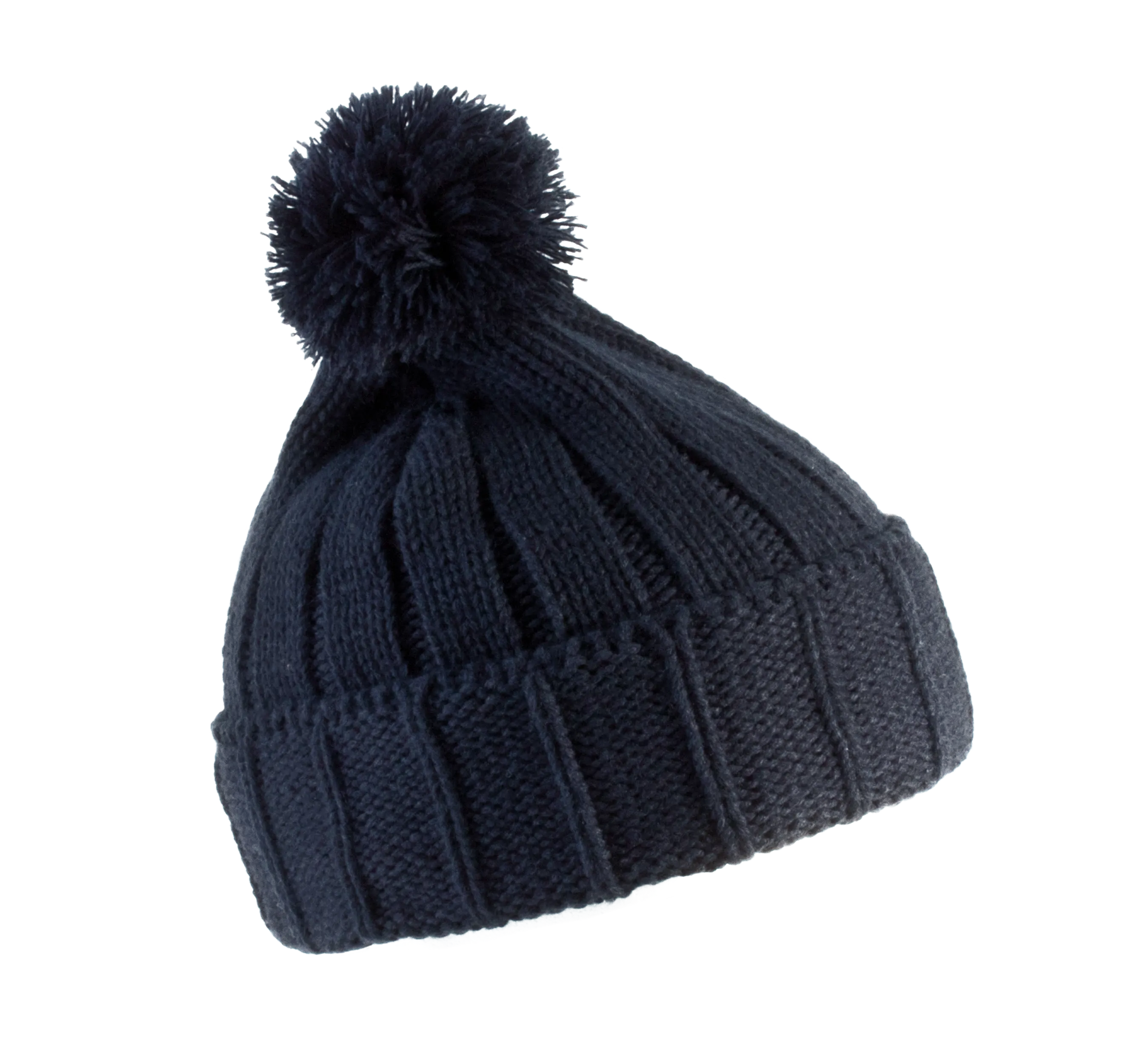 Gorro con pompón y dobladillo