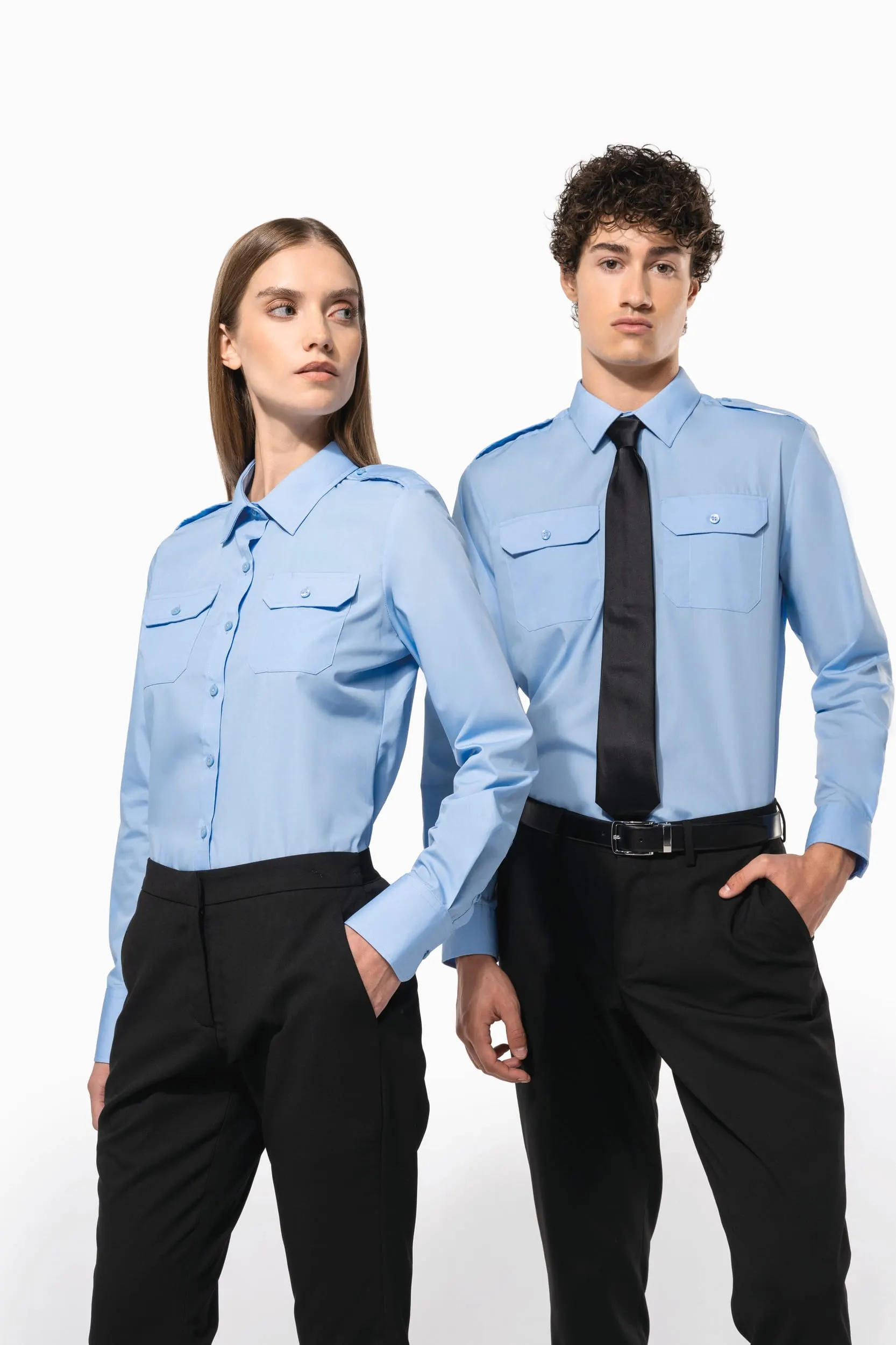 Camisa piloto manga larga mujer